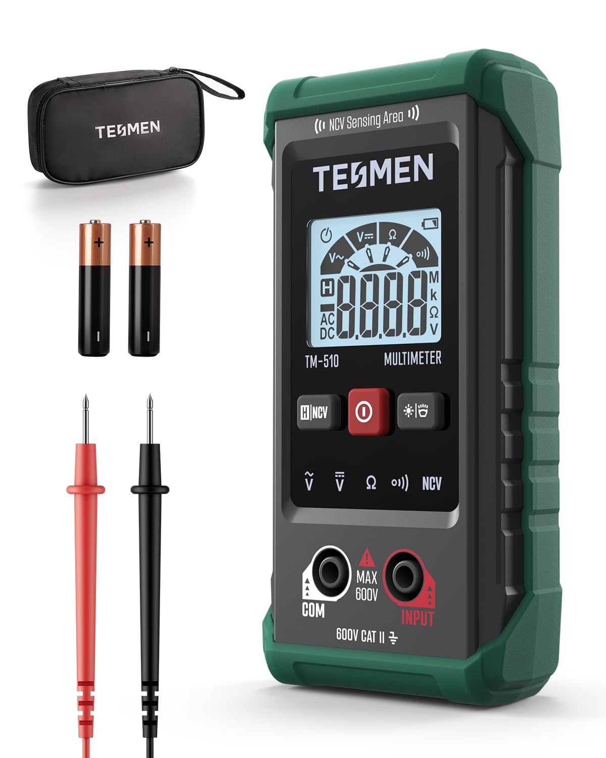 TM-510 Digital Multimeter, 4000 Counts, Smart Auto Green