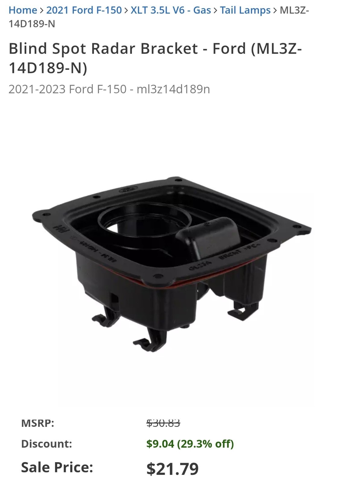 ML3Z-14D189-N blind Spot RADAR BRACKET