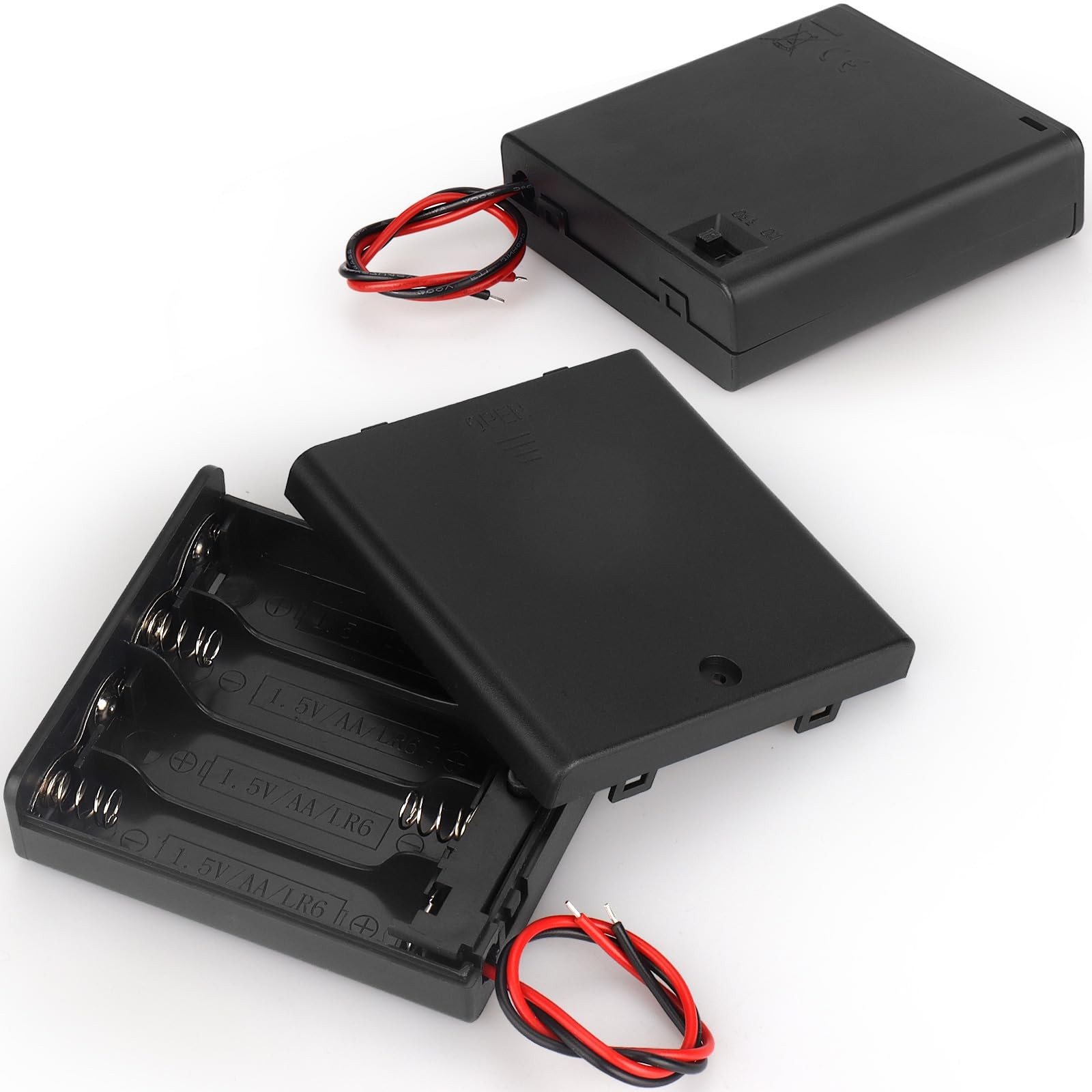 VWEICYY 2 x 4 AA Battery Holder housing with Leads,2PCS 4 x 1.5V AA Battery H...