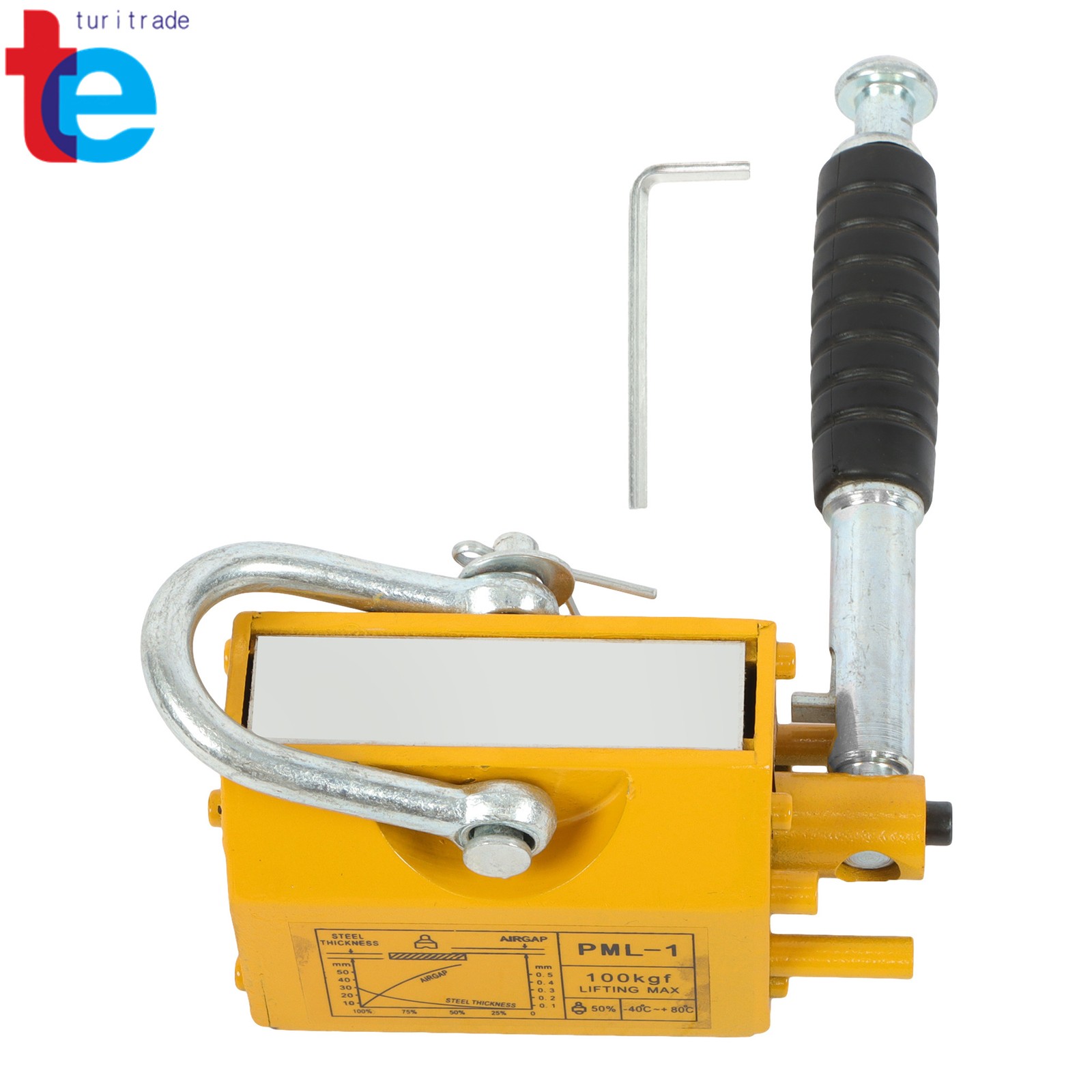 Magnetic Hoist 220 lbs/100 kg Capacity 2.5 Safety Factor Magnetic Lifter Yellow