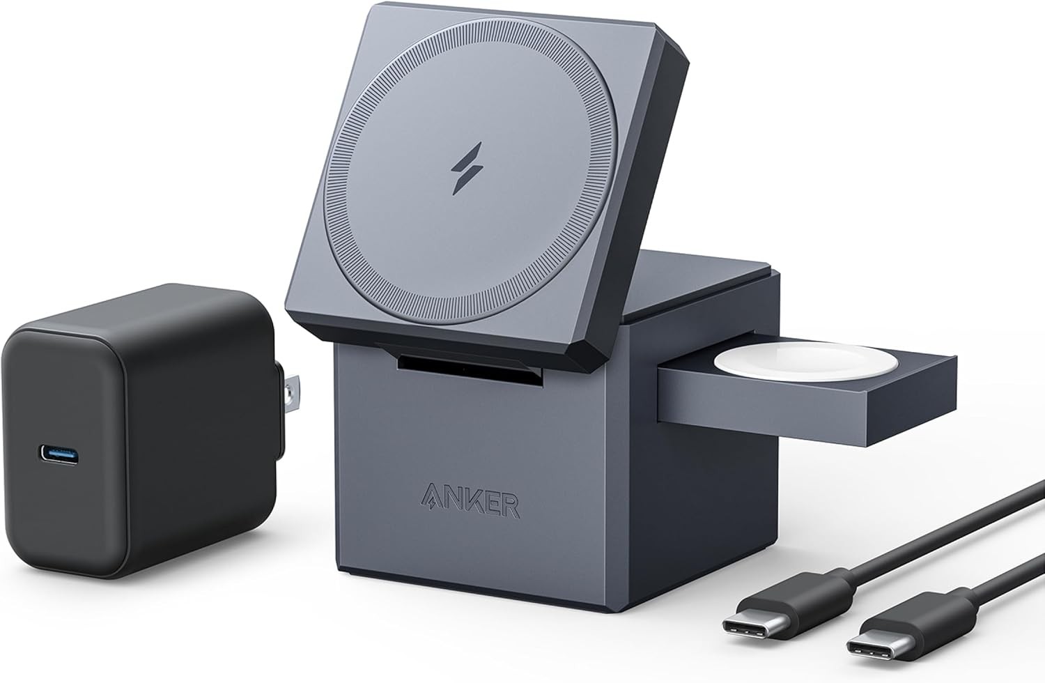 Anker MagSafe Charger Stand 3-in-1 Cube w/ MagSafe, 15W Foldable w/ 30W Cube USA