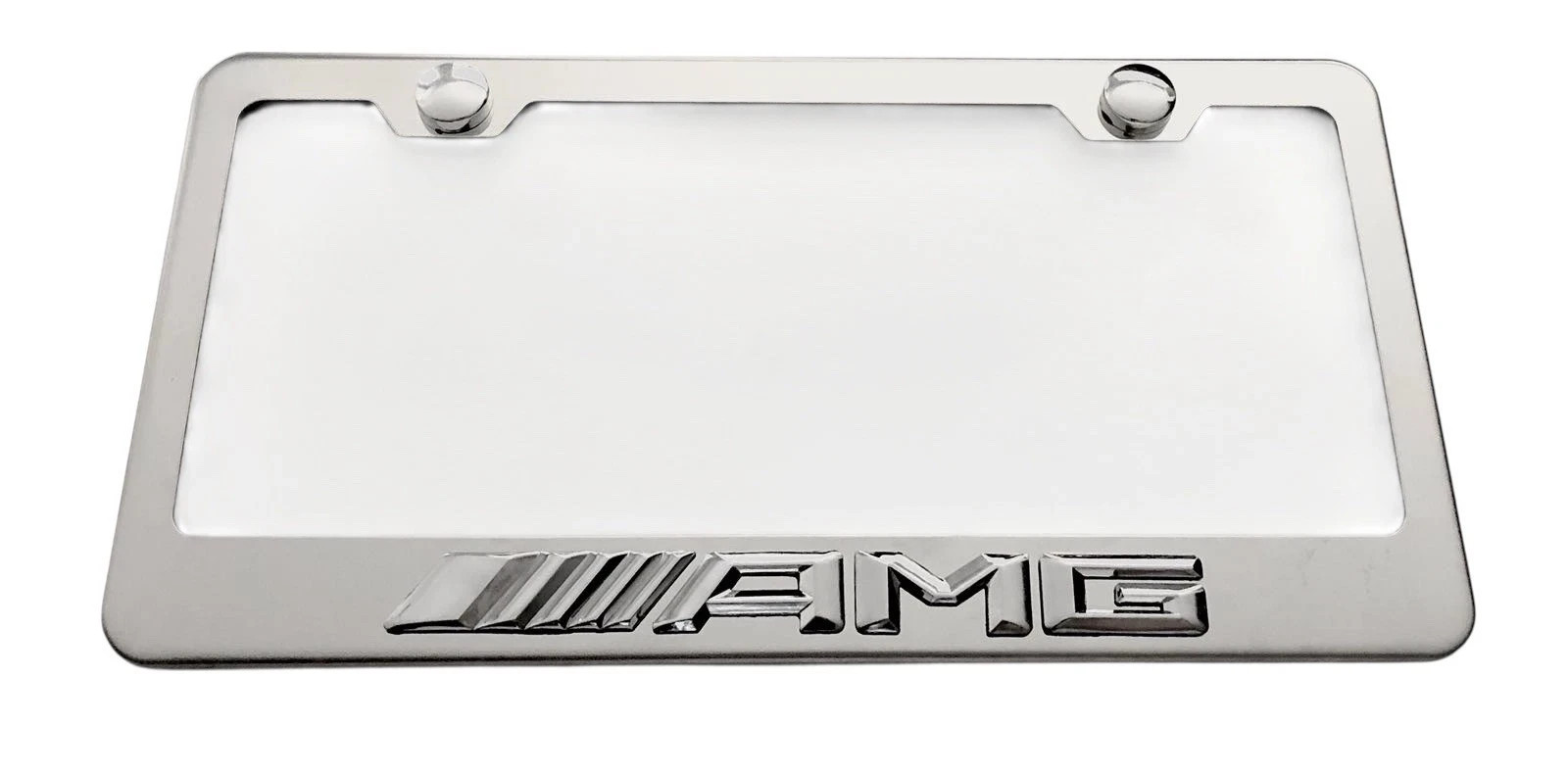 3D AMG Mercedes Benz Emblem Stainless Steel License Plate Frame Rust Free W/ Cap