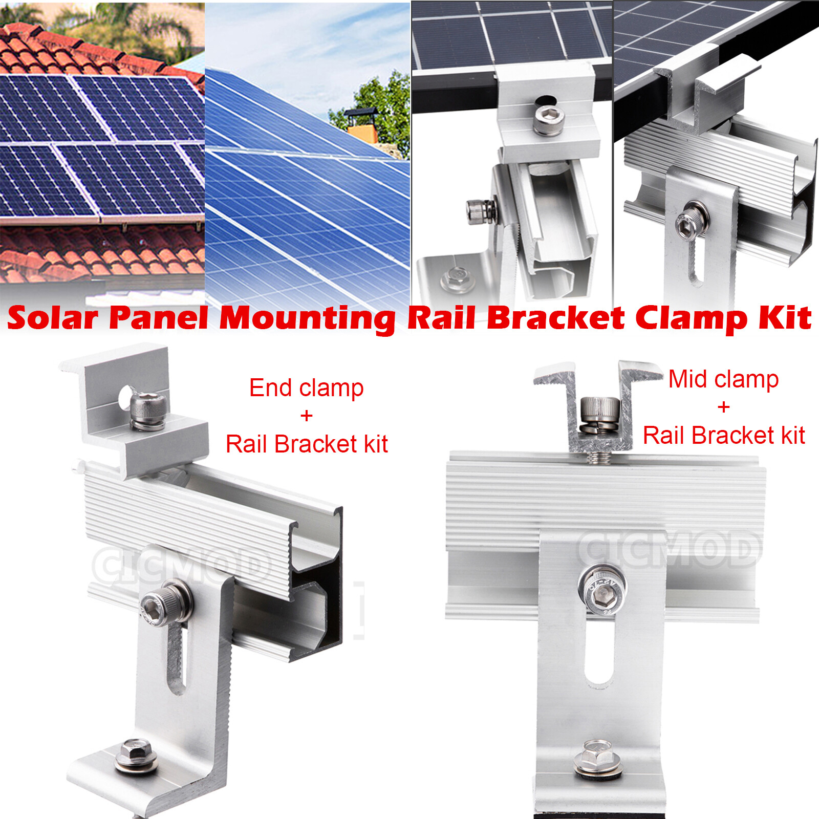 Universal Solar Panel Roof Mount Brackets Kit for 1-4 Pcs Solar Panels Mounting
