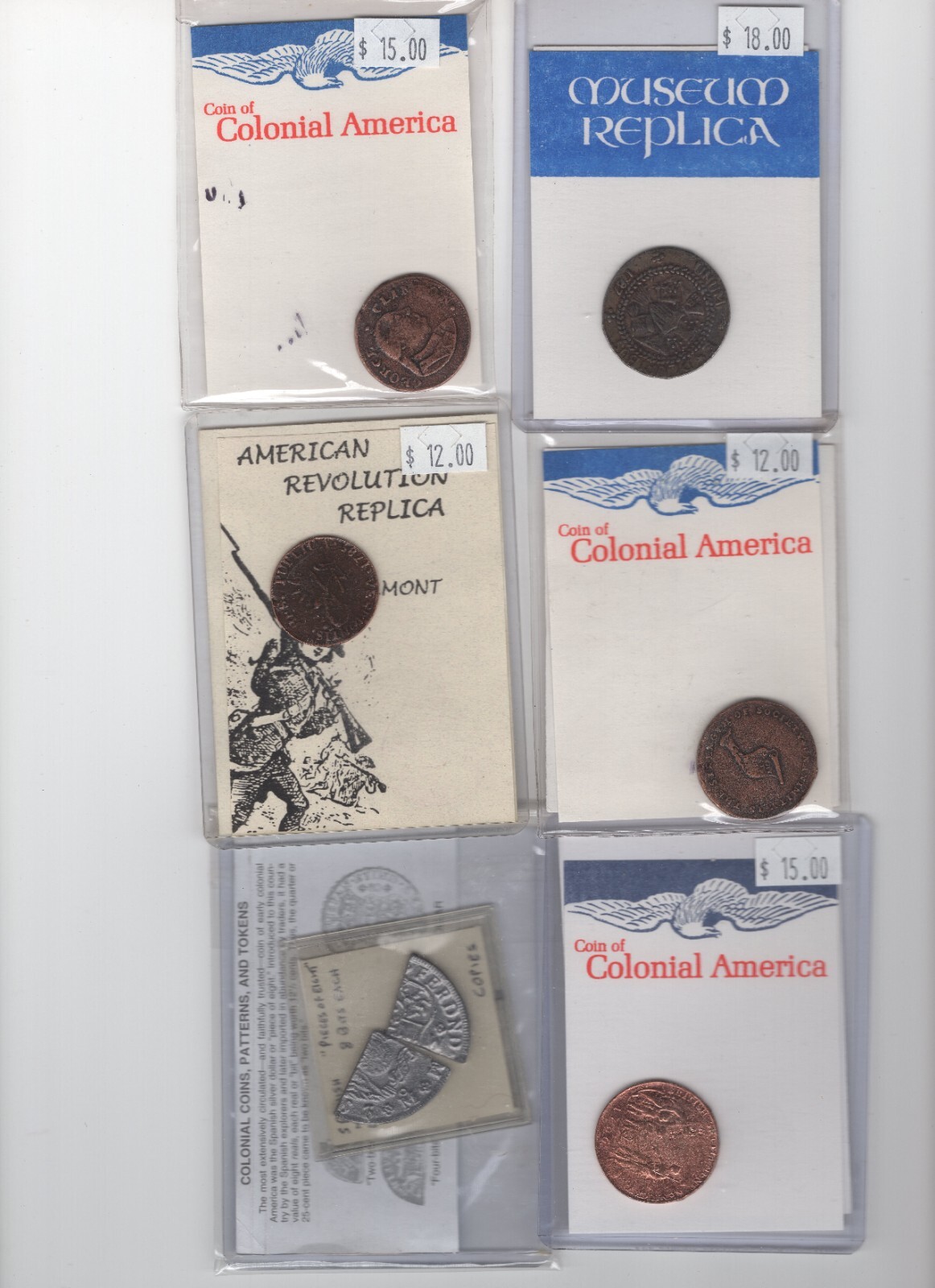6 Pc Lot of  Museum issued American Colonial rpt issues Brasher, etc  See DESC