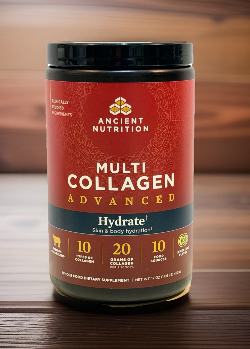 Ancient Nutrition Multi Collagen Protein Hydrate 16.9 Oz. Lemon Lime. Exp 12/26.