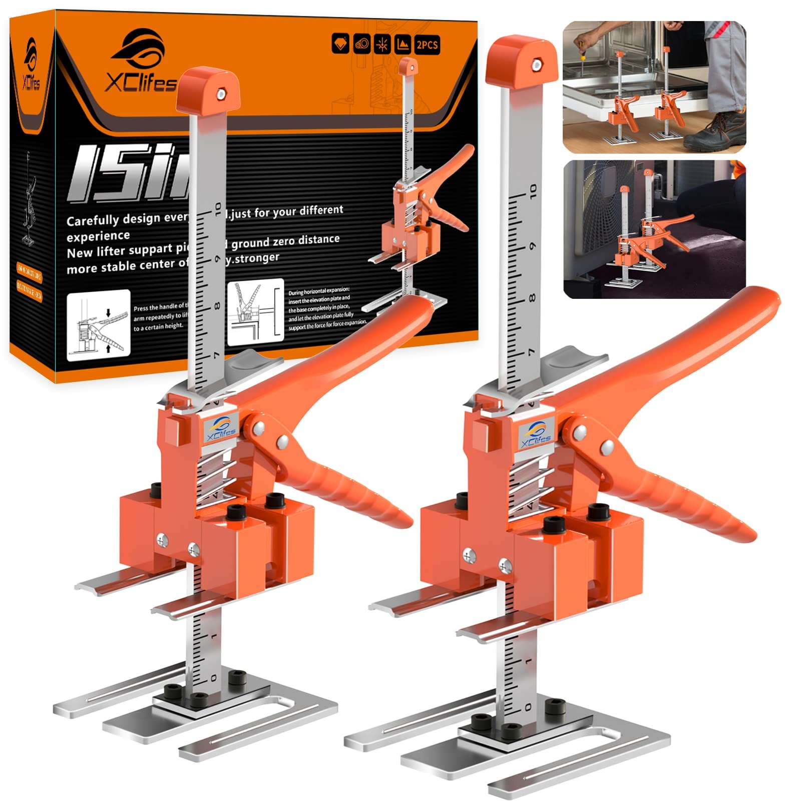 Labor-Saving Handle 2 Pack, Construction Jack, Wall Tile Locator, Multi-Function