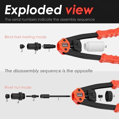 Dual-Function Rivet Nut Tool Rivet Gun Kit Including 405 pcs Rivet Nuts orange