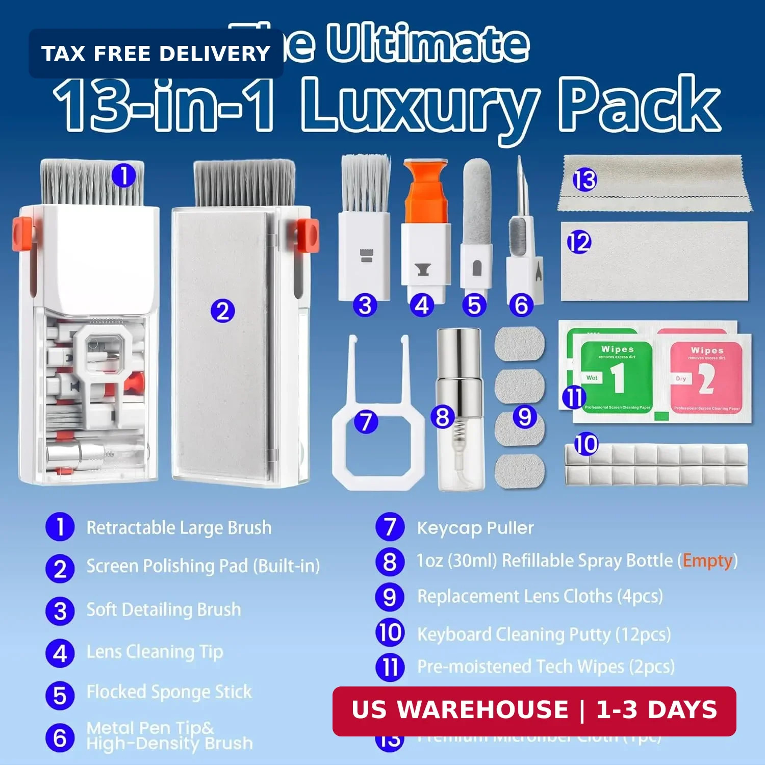 Upgraded Keyboard Cleaning Kit, 13-in-1 Electronics Cleaner Tool with Dust Clean