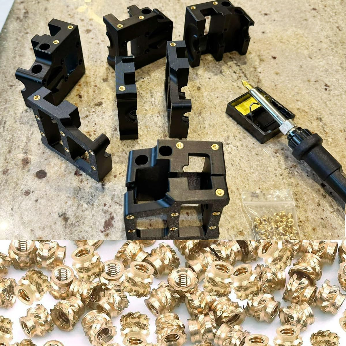 Heat Set Insert Tool Kit 380Pc Brass Nuts 60W Iron M2-M8 3D Printing Plastic