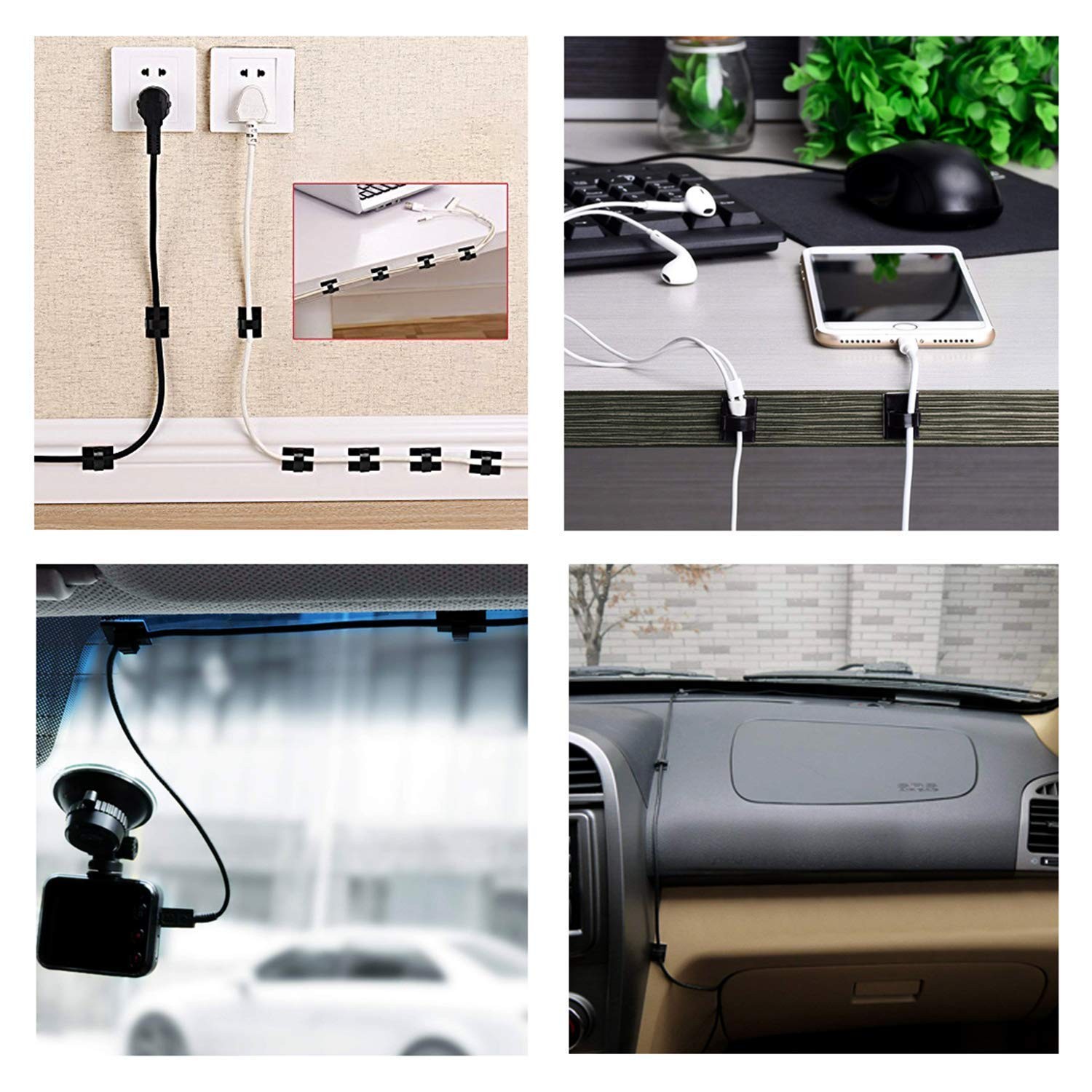 50PCS Self with 3M Adhesive Cable Clips Management Strong Wire Holders Cord