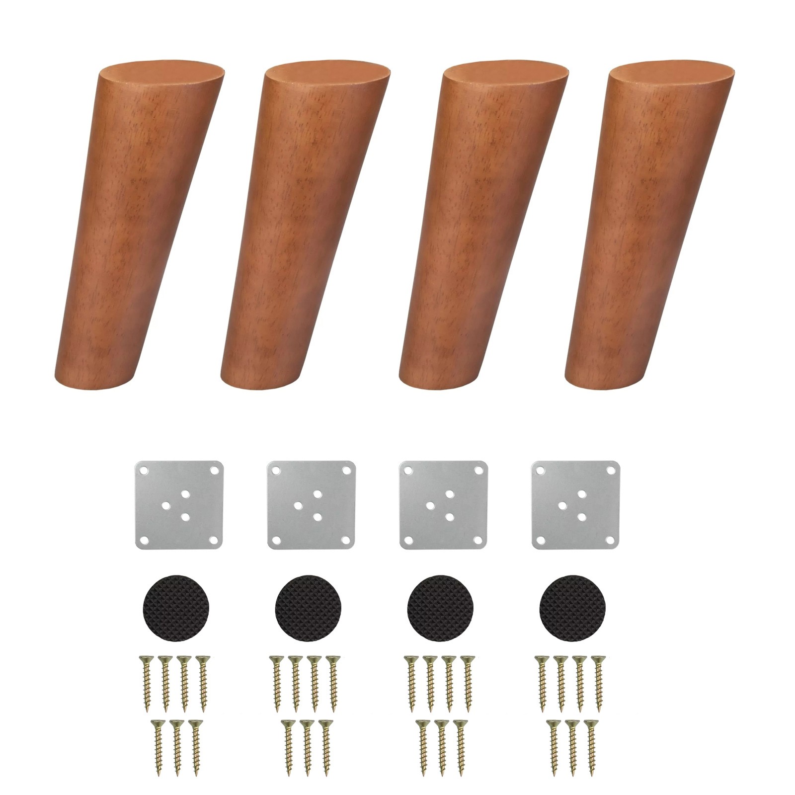 4PCS New 6" Tapered Oblique Walnut Wooden Furniture Leg-Set For Sofa Cabinet