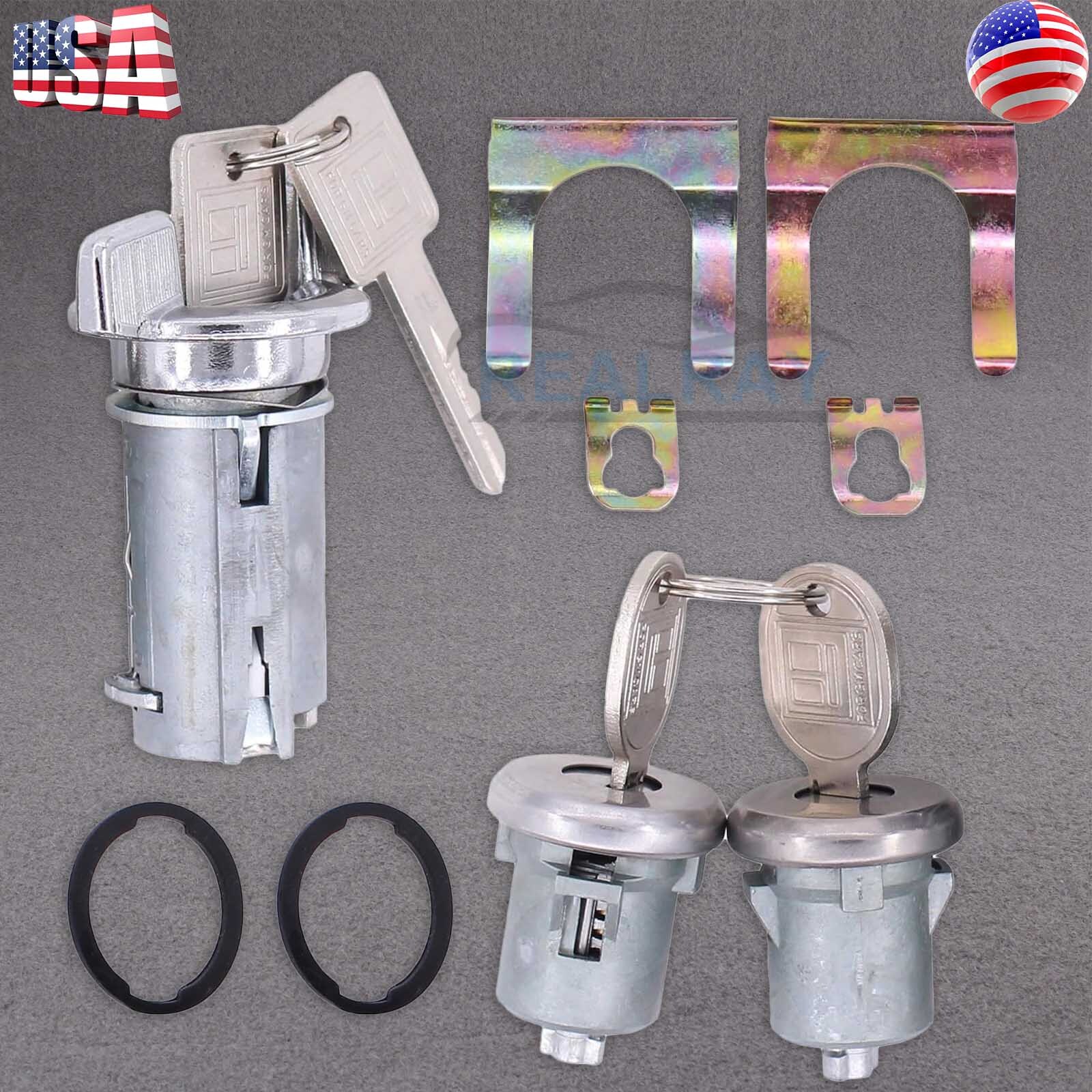 For GM Chrome Ignition Key Switch Cylinder & Door Lock Pair Set with Keys