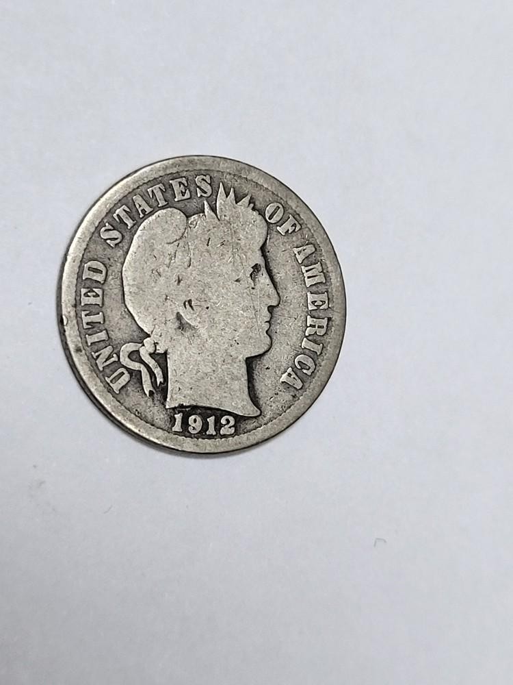 1912 S Barber Dime