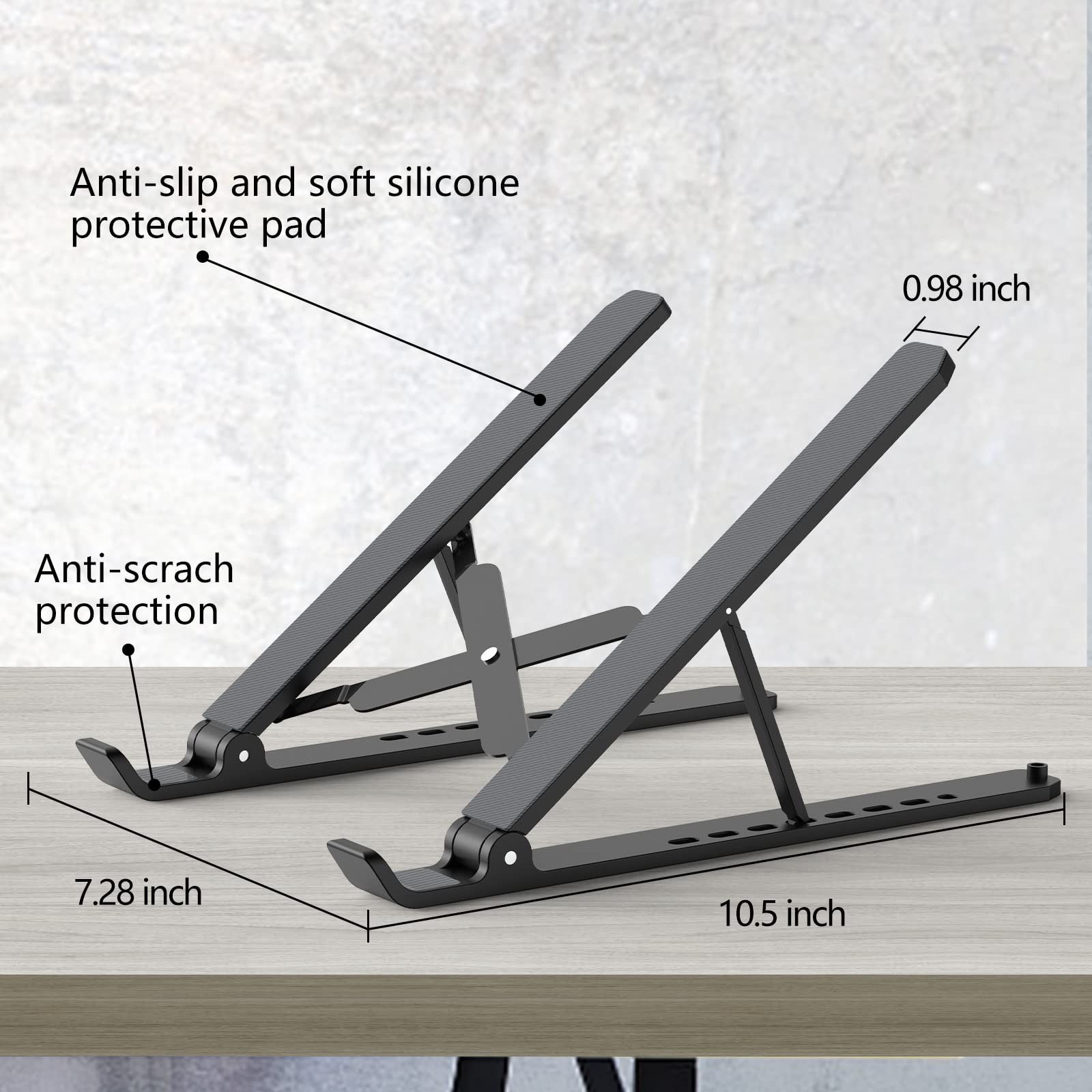 Laptop Stand for Desk, Adjustable Laptop Riser ABS+Silicone Foldable Portable