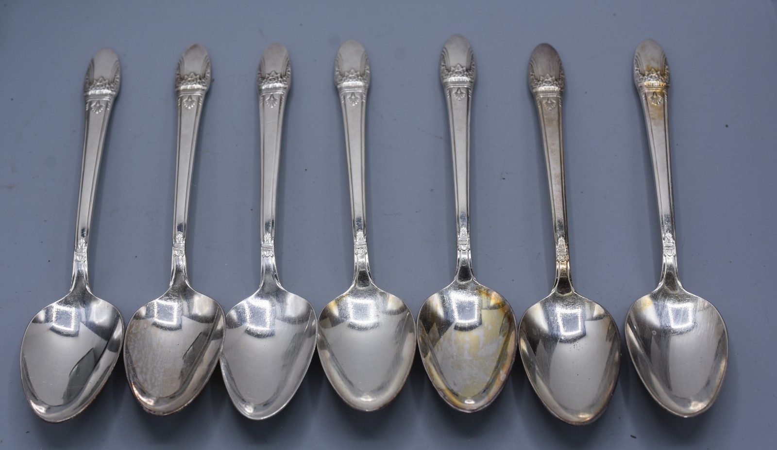 7-Pc Set 1847 Rogers Bros FIRST LOVE Teaspoons 6-1/4" Silverplate ~ Very Good