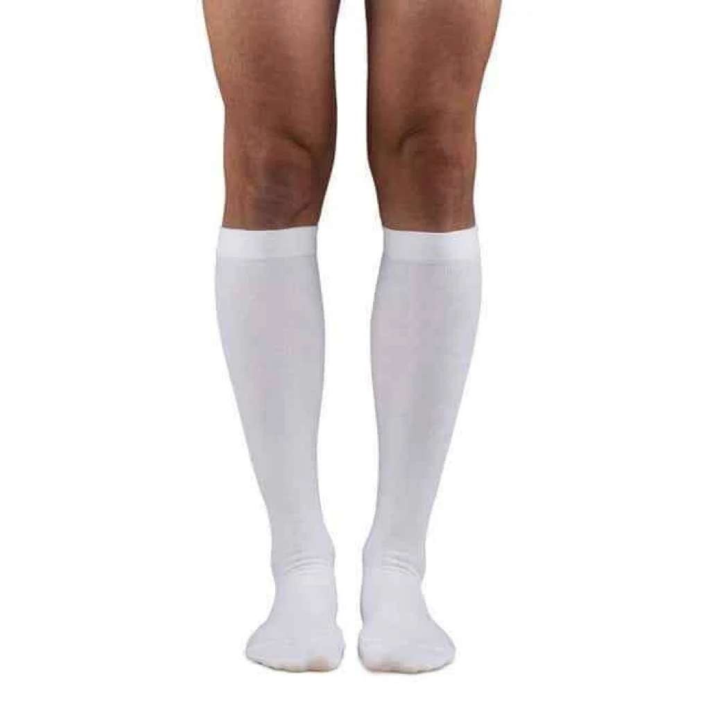 Shape to Fit Micro-Nylon Dress Socks for Men, 20-30mmHg (Size: S) White