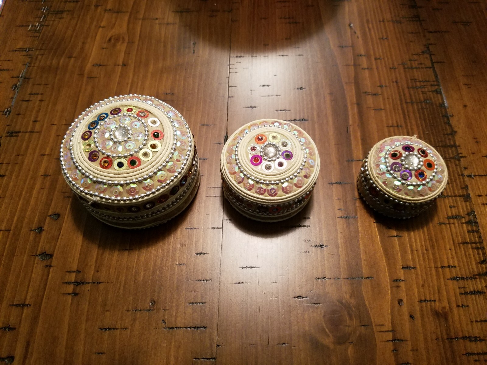 Huge Lot Of 3 Used Multicolored Nesting Jewelry/Beads Storage Containers Set