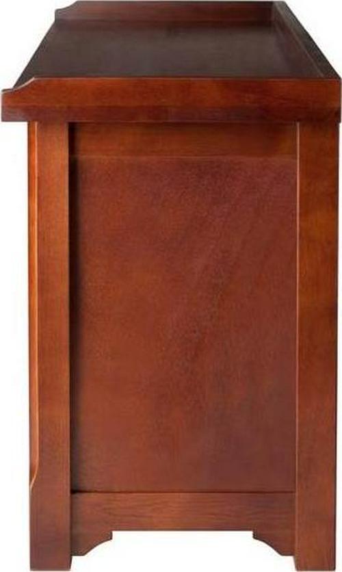 Storage Bench 4-Piece Set Wood 3 Foldable Fabric Baskets Walnut Finish Entryway
