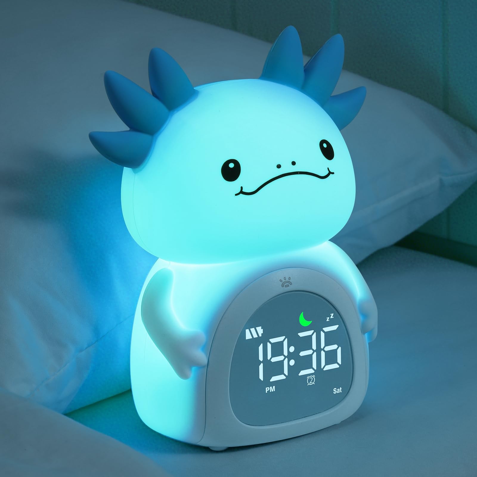 ollycasa Axolotl Alarm Clock for Kids, Rechargeable Ok to Wake Clock with Nig...