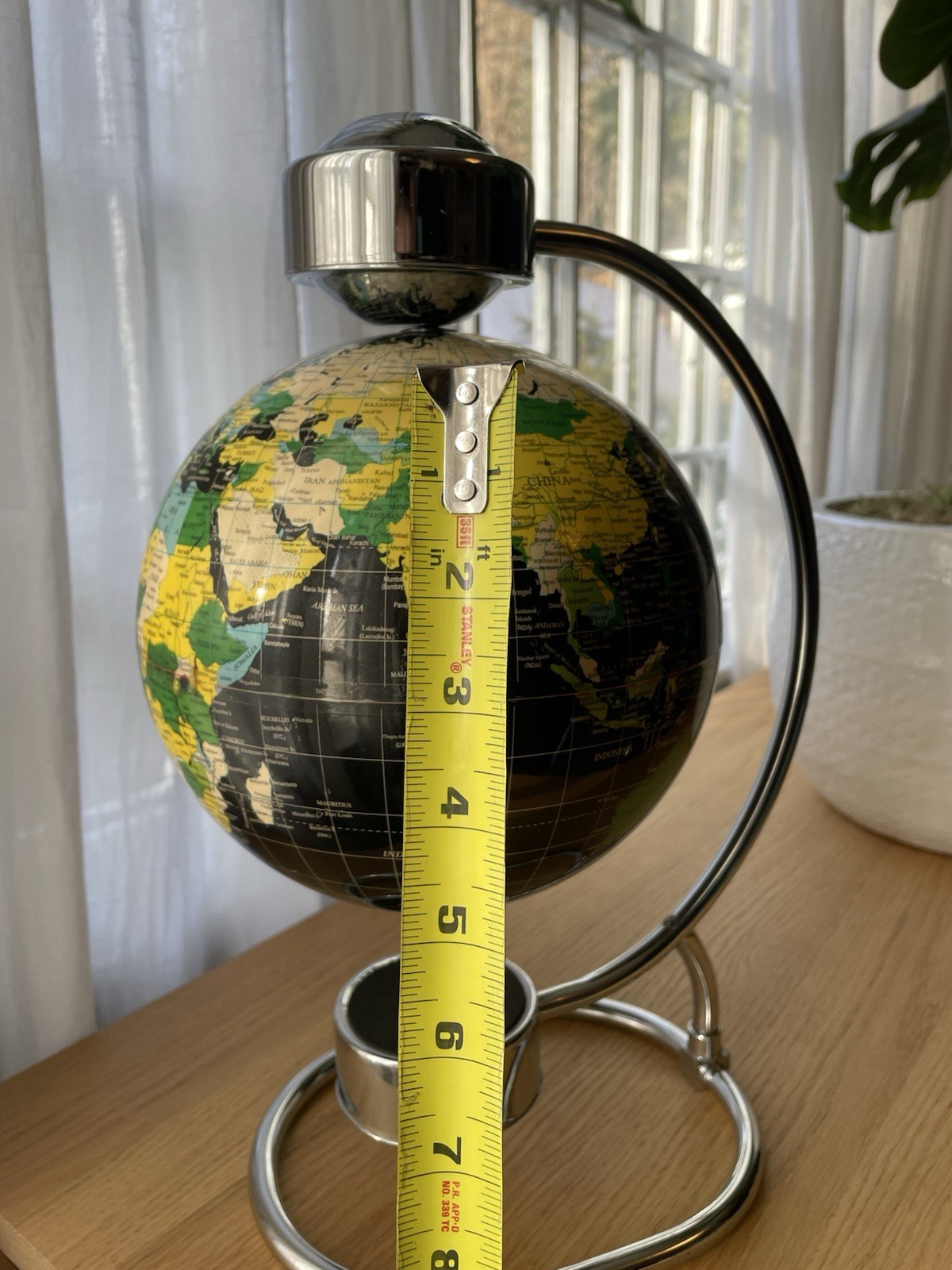 Levitating Floating Magnetic Globe Black Chrome World Spinning MCM