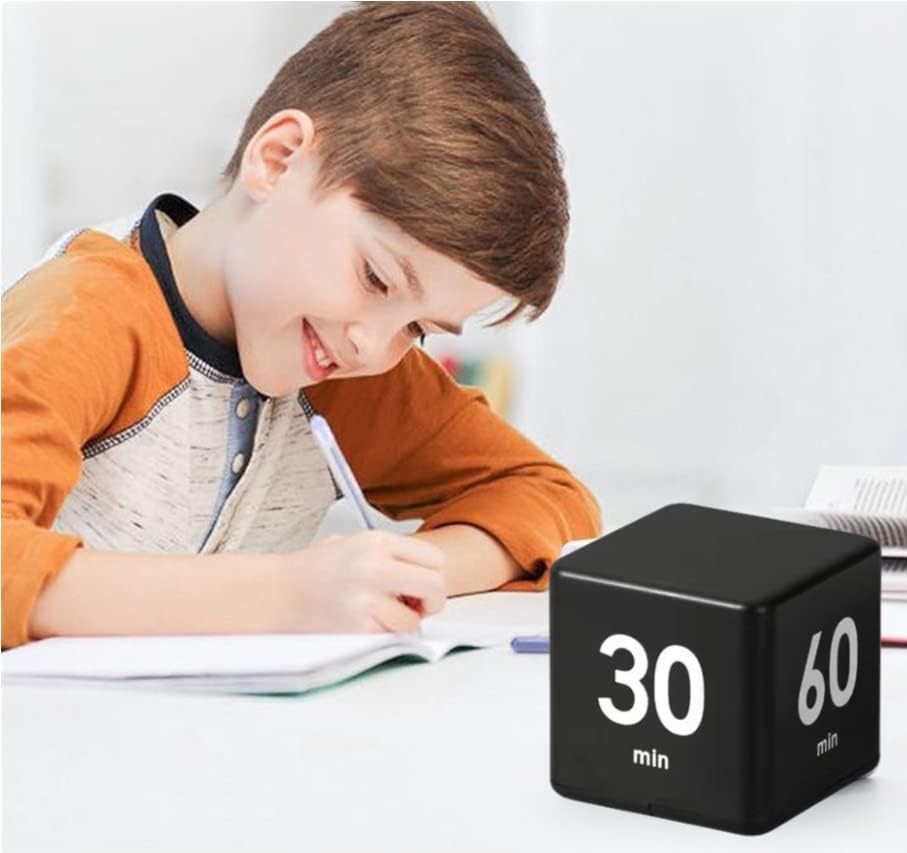 Versatile Black Cube Timer: 15-60 Minute Preset for Learning, Cooking & Games