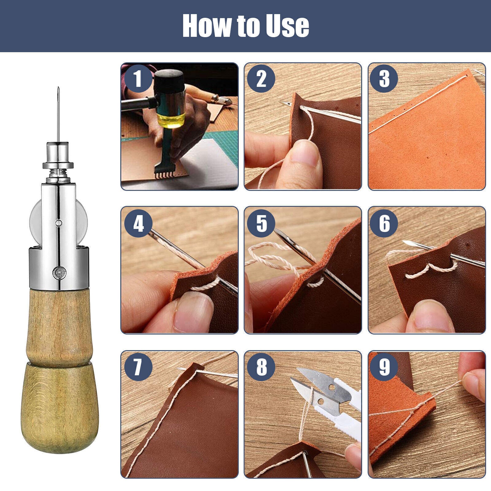 Protable Sewing Awl Needle Repair Tools for Leather Sail Canvas ooer