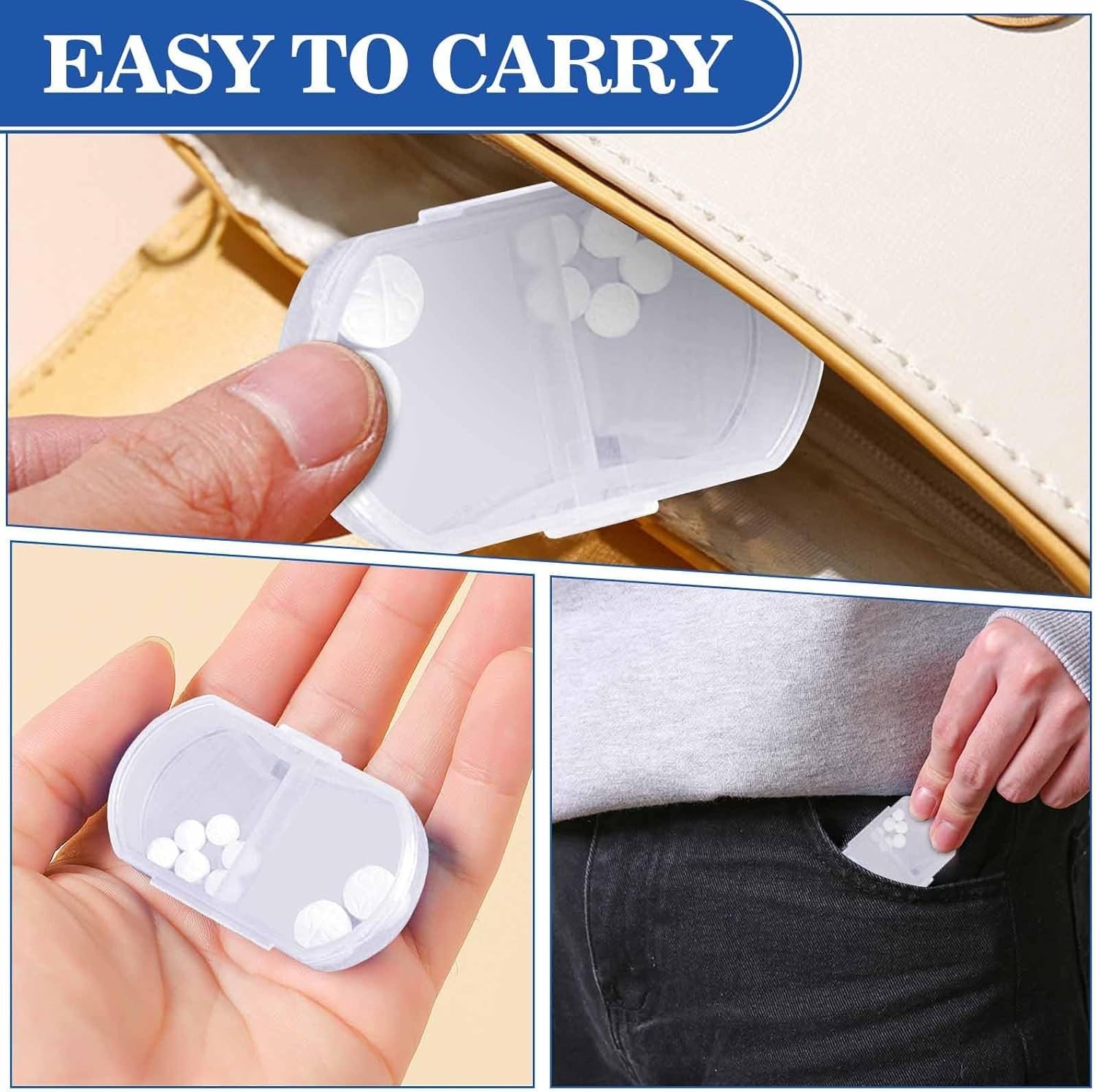Compact White Mini Pill Case: Portable Organizer for Vitamins and Supplements