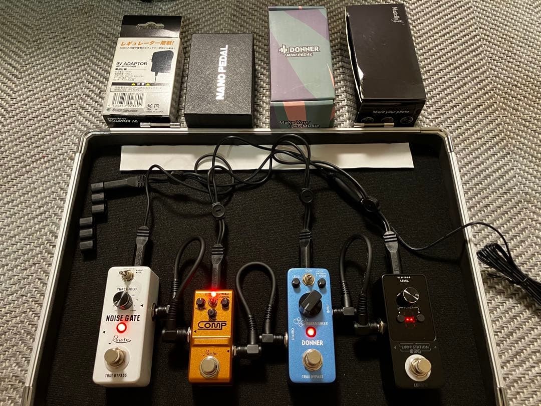Rowin 4-Pedal Guitar Effects Set w/ Tuner, Noise Gate, Compressor, Overdrive, Pe