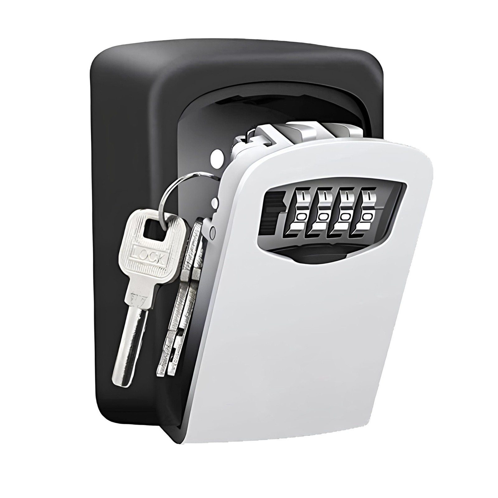 Wall Mount Key Safe, 4 Digit Resettable Lockbox, 5 Keys Storage, Gray