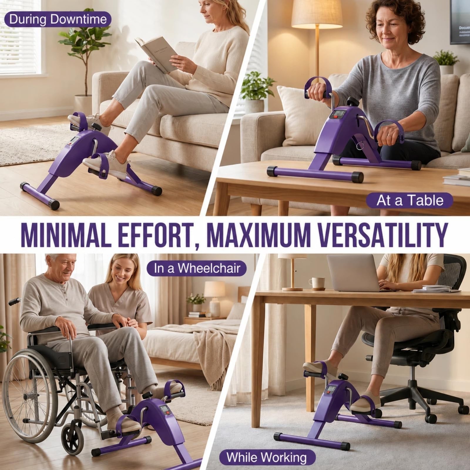 Under Desk Bike Pedal Exerciser for Arms and Legs | Foldable Mini Exercise Bi...
