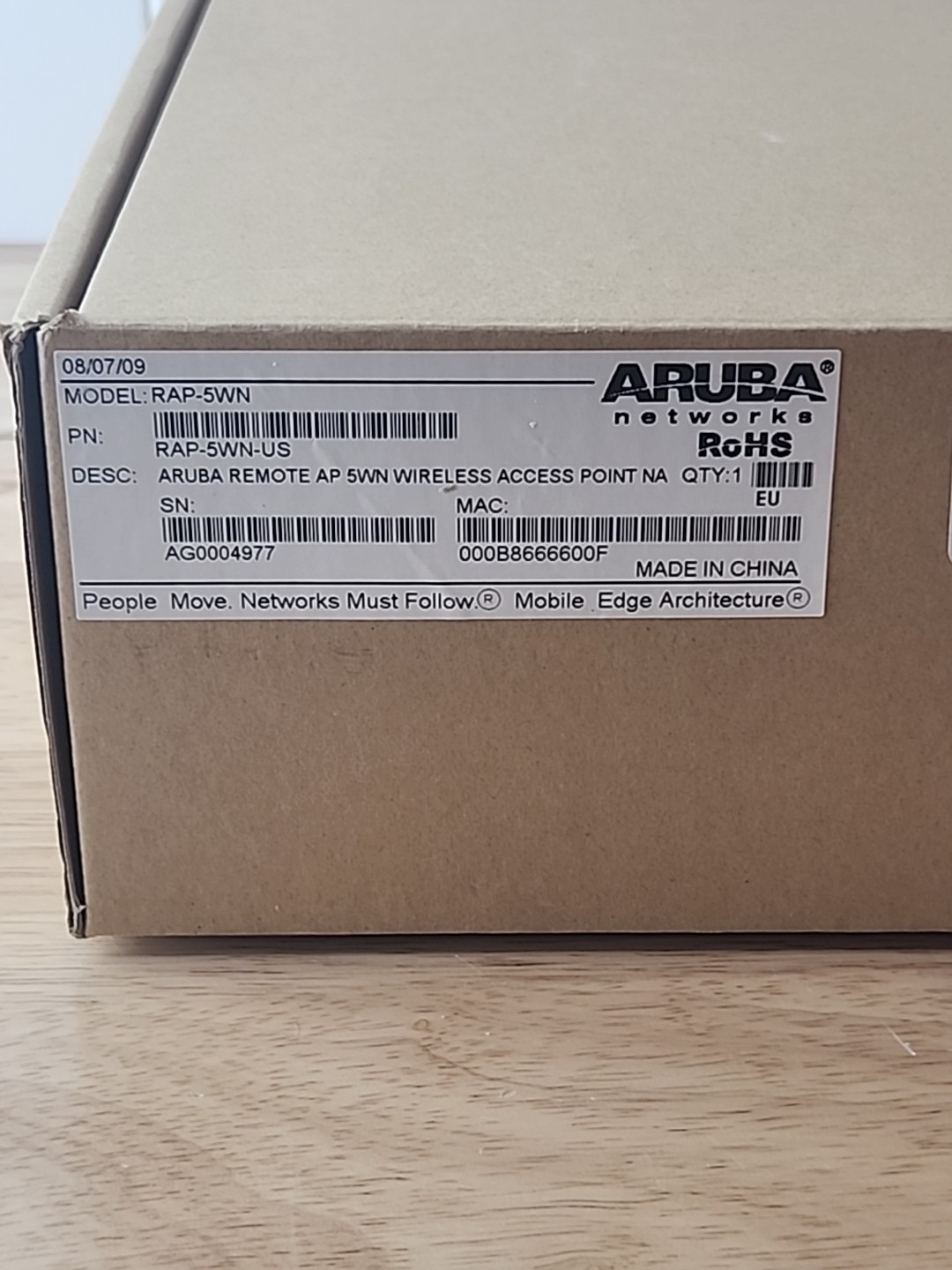 Aruba RAP-5WN Remote WAP Wireless Access Point Universal (No Cords)