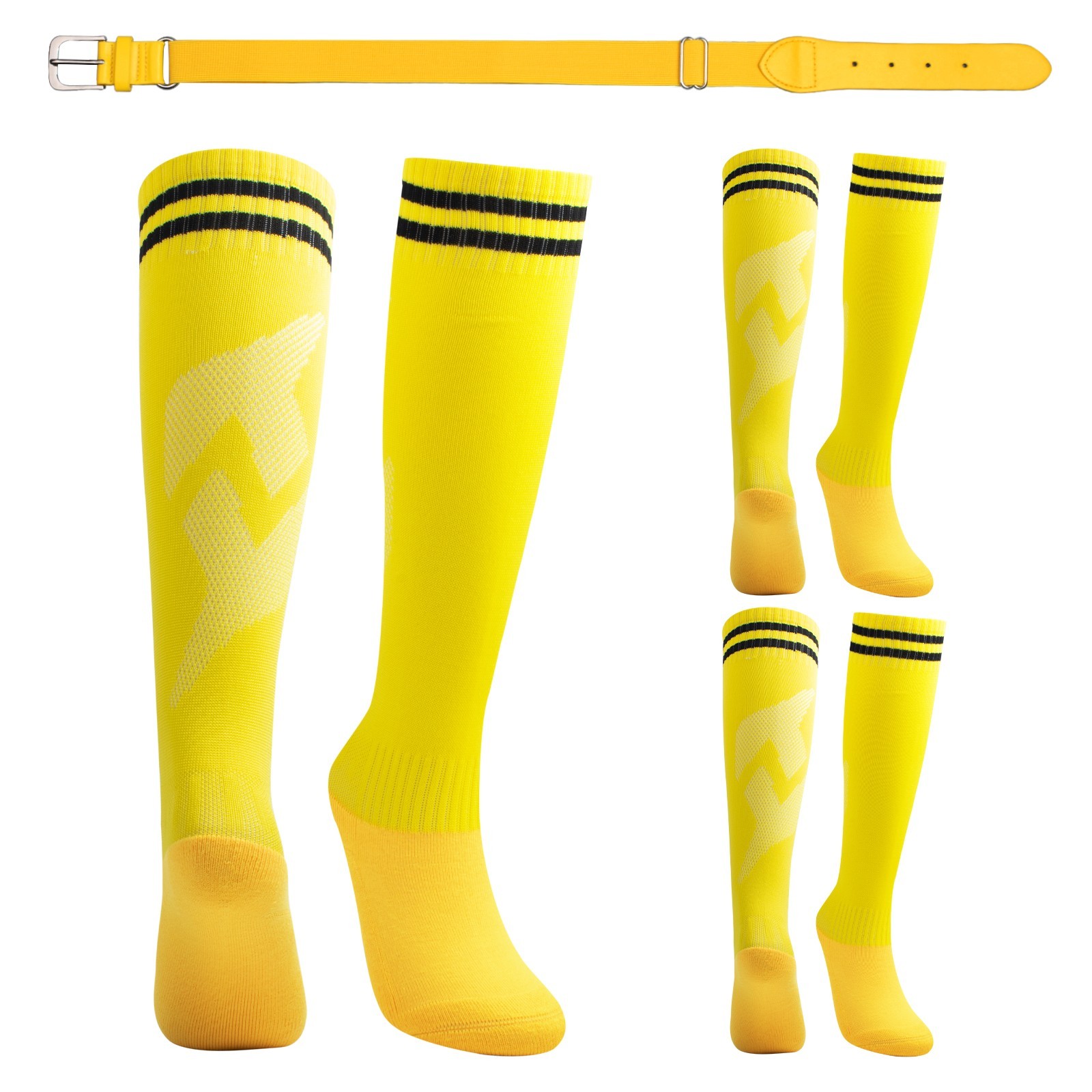 Toddler Baseball Softball Socks & Belt Combo, 2 Pairs Kids Socks + 1 Belt Set