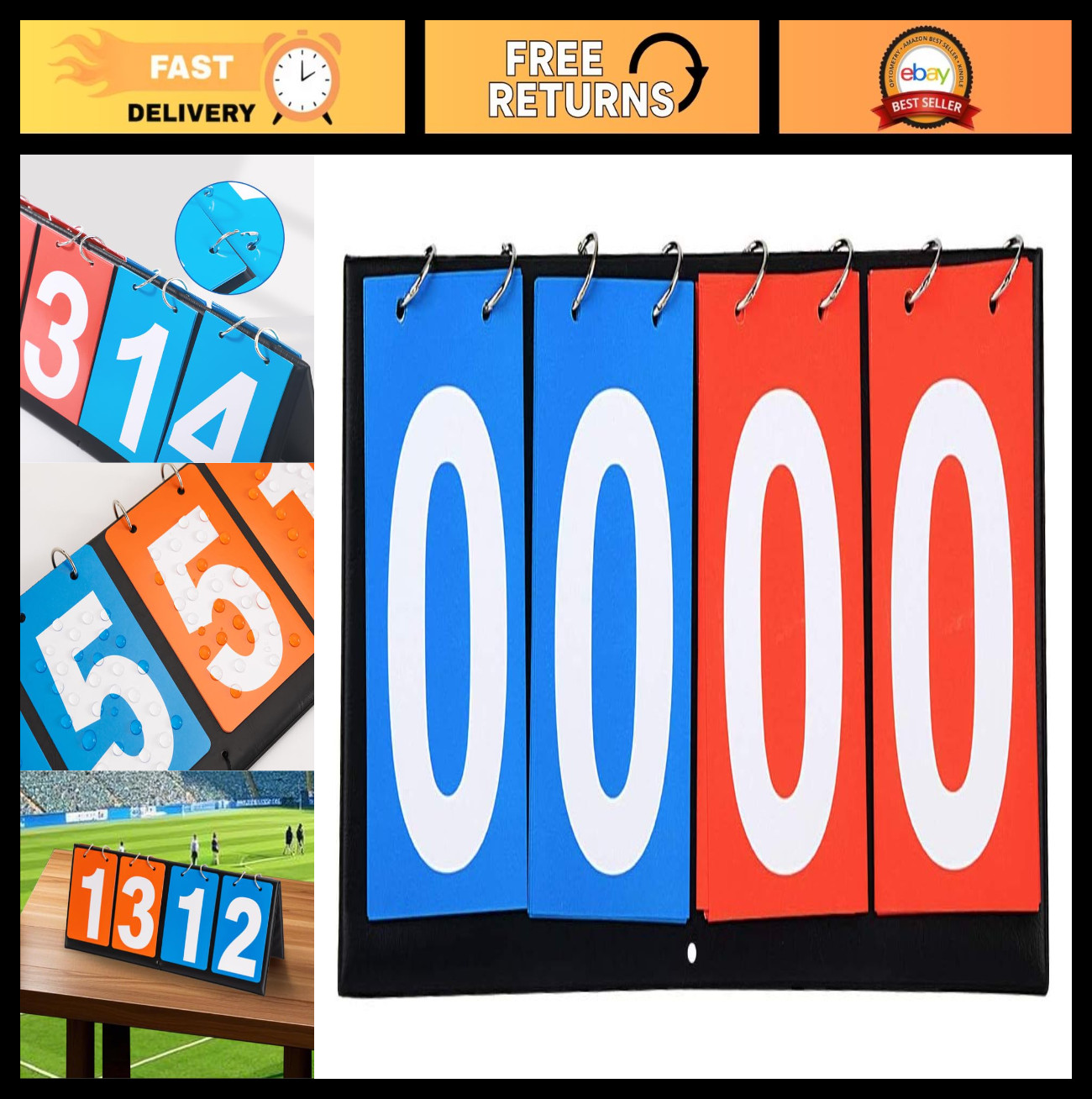 Portable 4-Digit Tabletop Scoreboard - Multi-Sport Flip Score Keeper