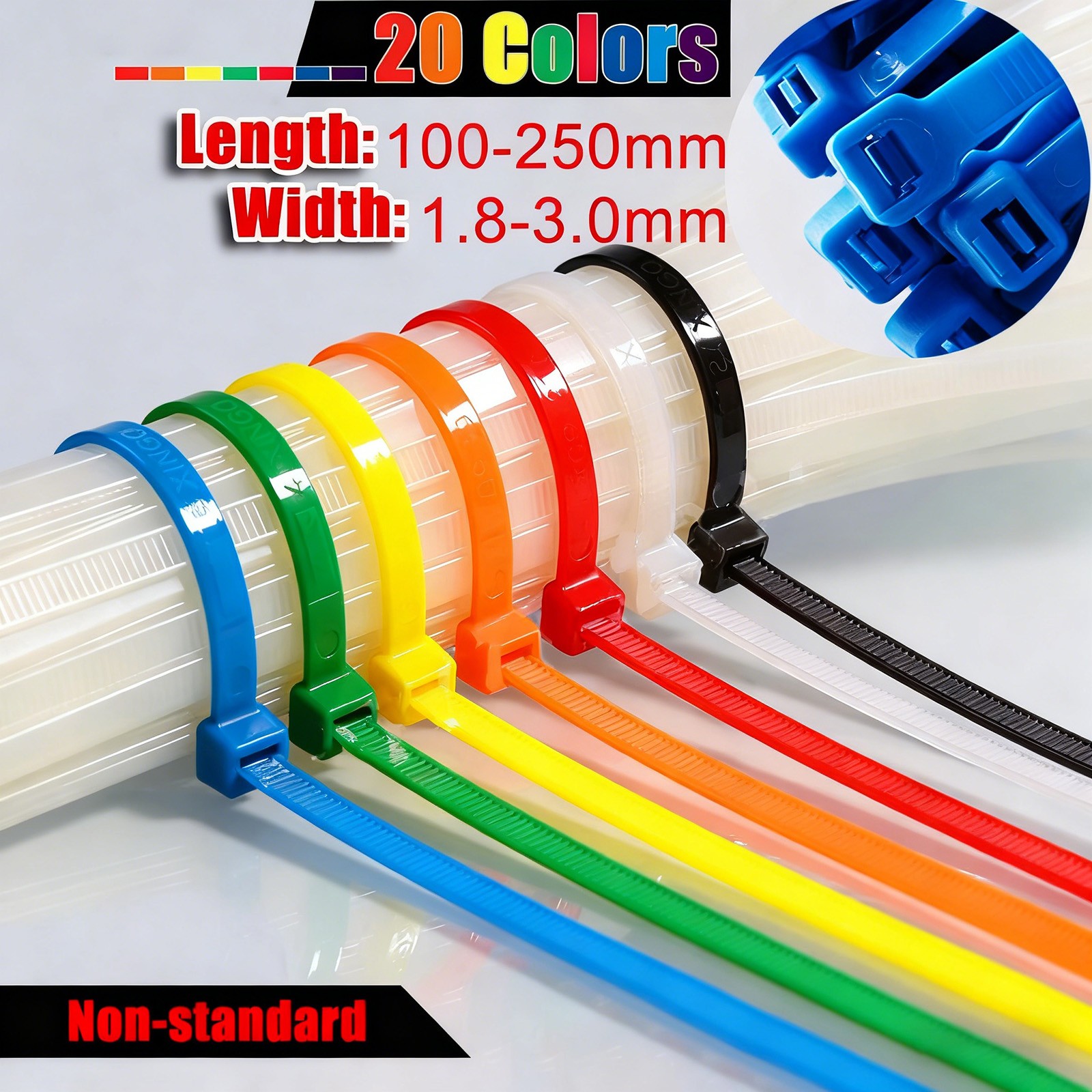 Colorful Cable Ties Small Zip Tie Wraps Nylon Plastic 1.8mm 2mm 2.7mm 3mm Width