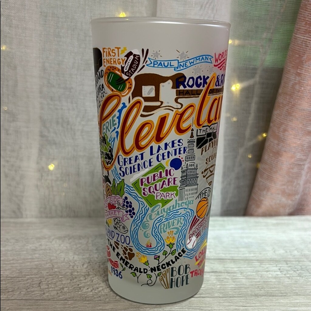 Cleveland Themed Frosted Glass