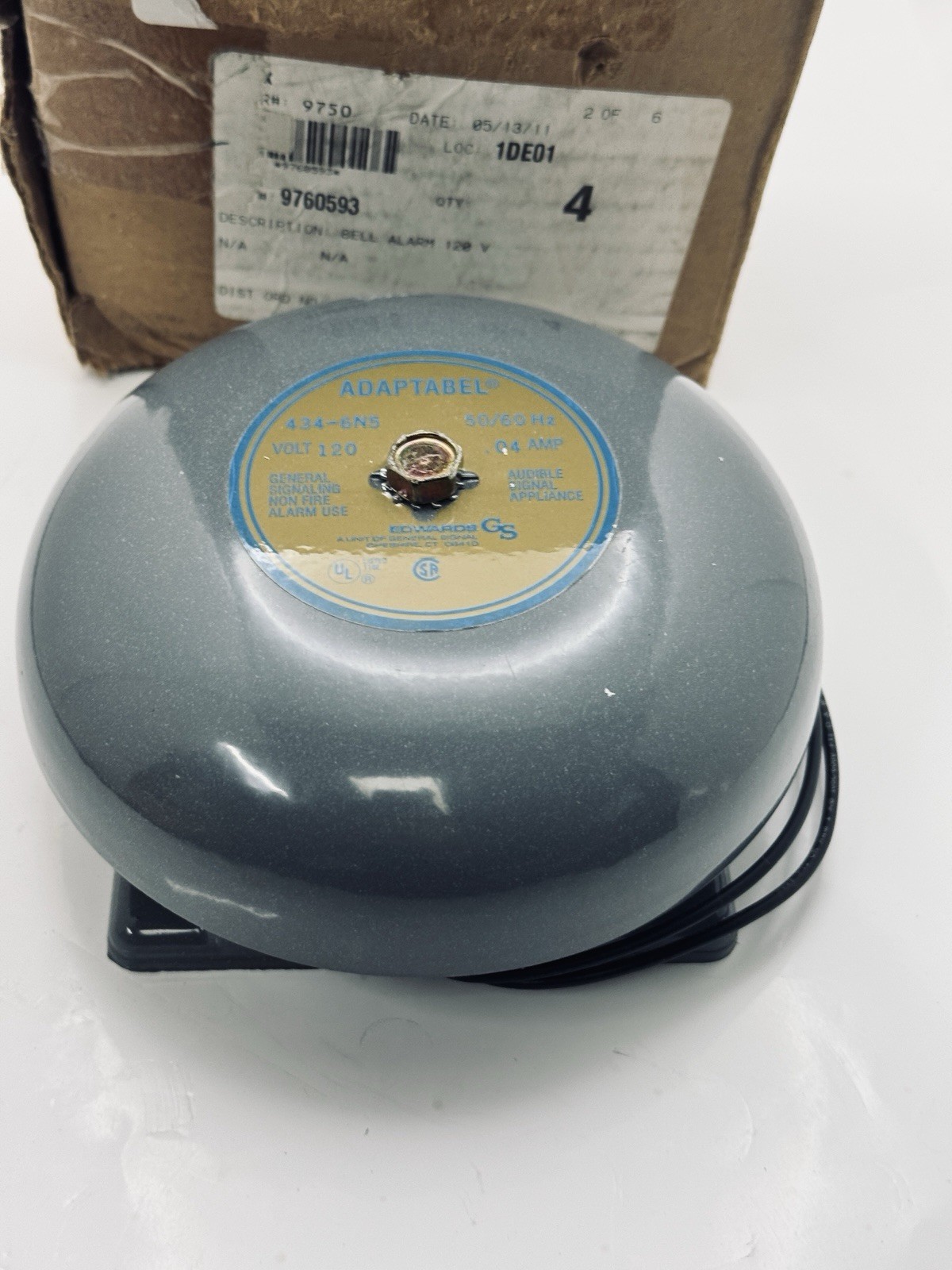 GENERAL SIGNALING 434-6N5 ADAPTABEL AUDIBLE APPLIANCE ALARM BELL