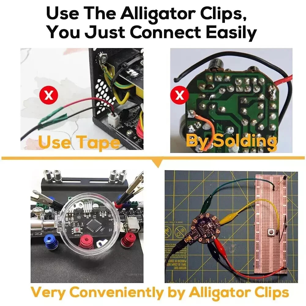 Test Leads Set Jumper Wire With Alligator Clips 10-pc.multi color set