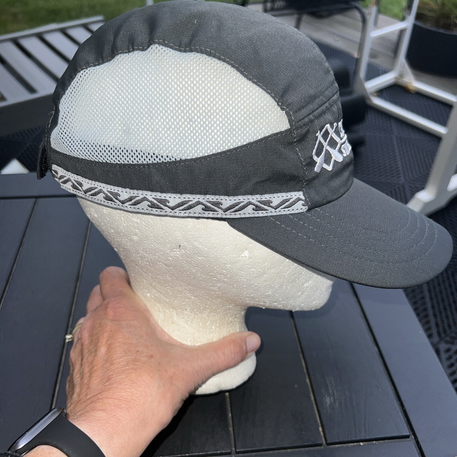 Cumberland River Sheltowee 5 Panel Lite wt Hat Cap Dark Gray w White Vented Adj
