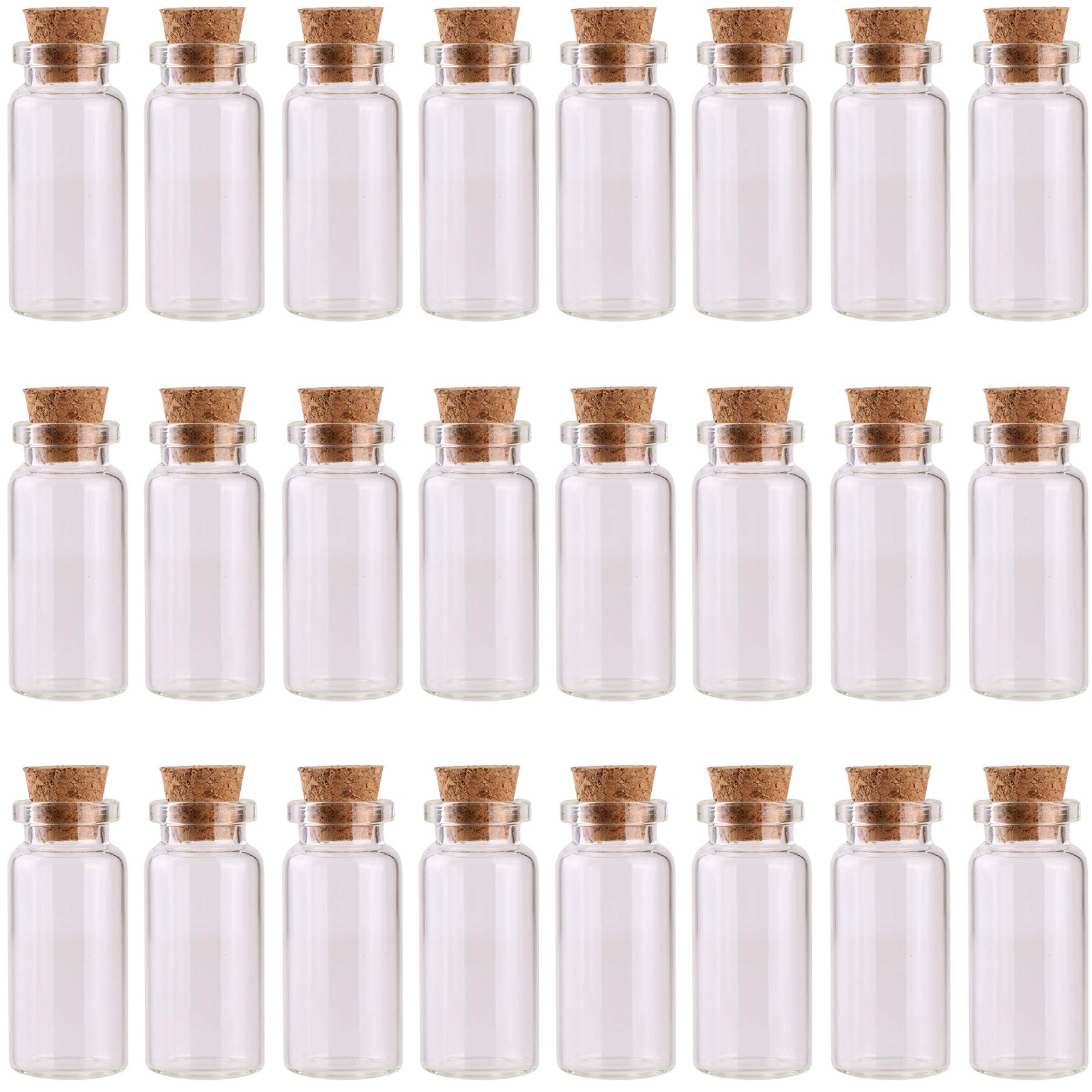 24PCS 10ml Glass Bottles Mini Vials with Cork Stoppers for DIY Decoration