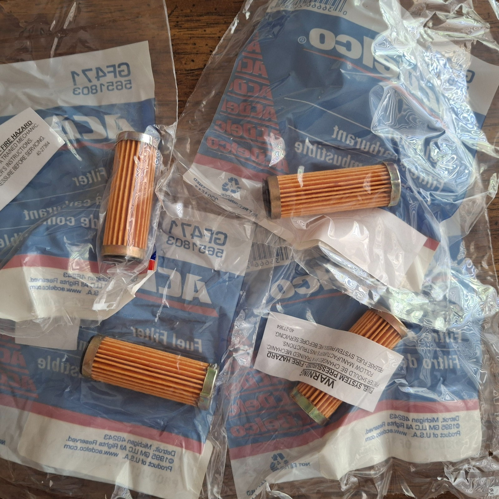 GM ACDELCO Long Fuel Inlet Filter Cartridge & Check Valve GF471 OEM 4pcs SET