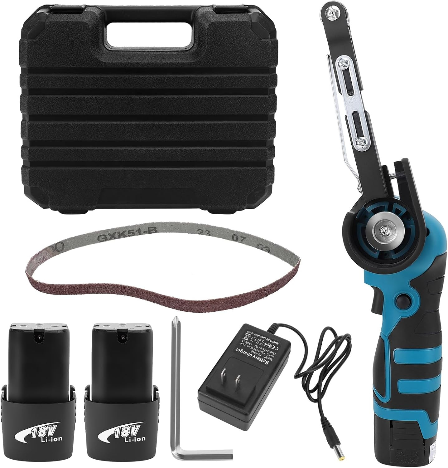 Cordless Belt Sander, 16.8V Lithium Battery, 7000RPM, 15 Sanding Belts(80-1000 G