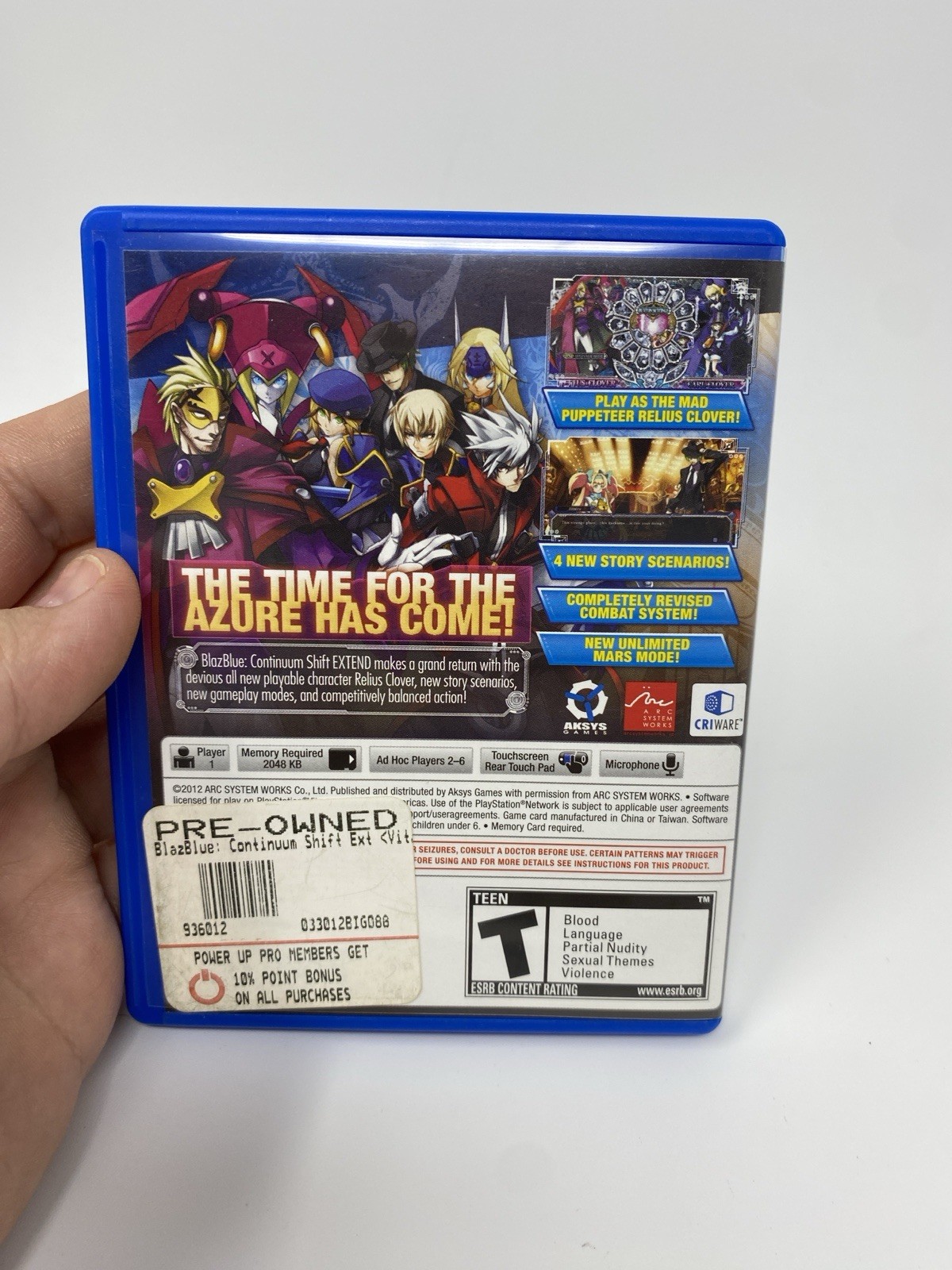 BlazBlue: Continuum Shift Extend Sony PlayStation Vita 2012 Case Only Authentic