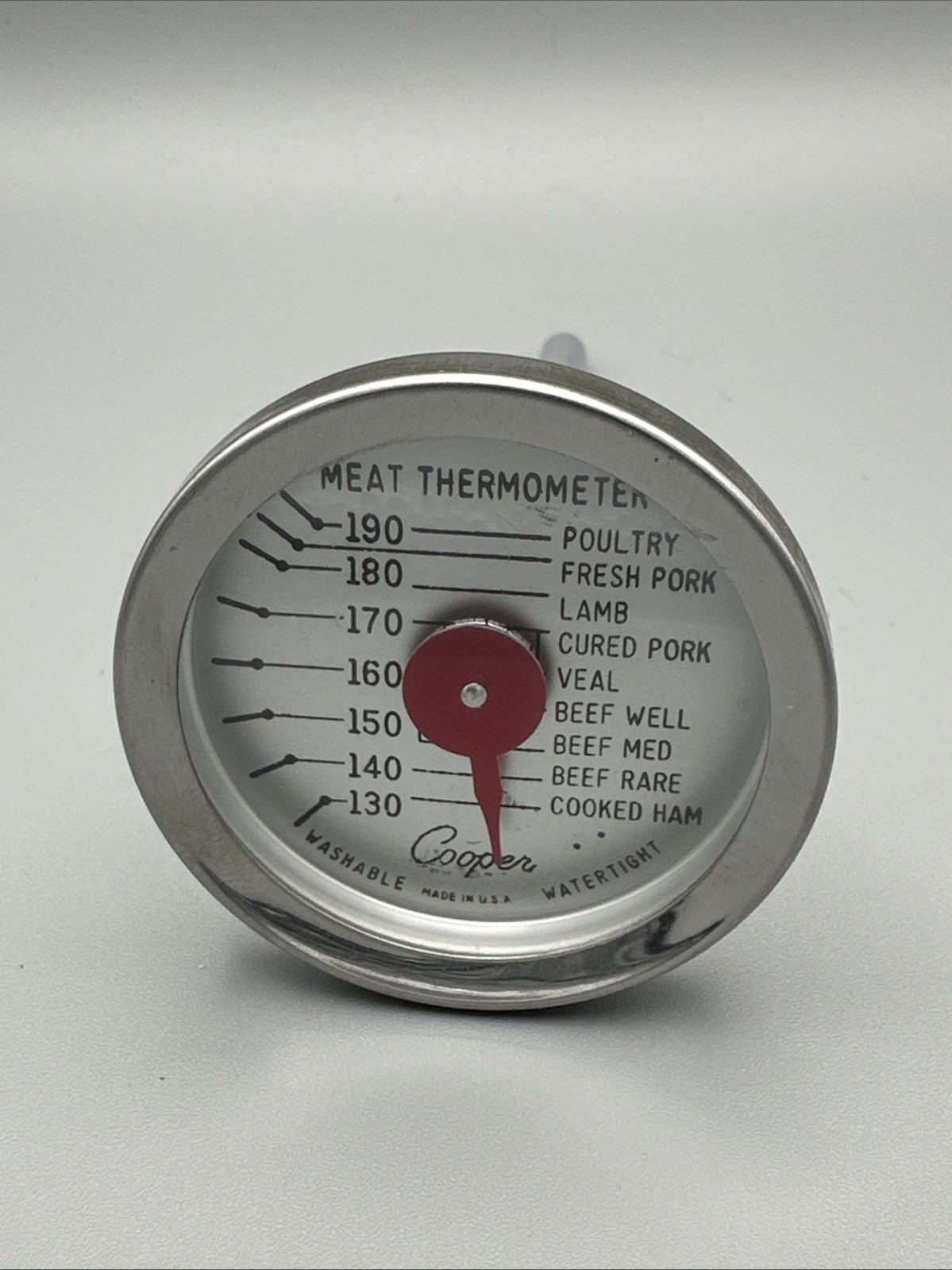 Vintage Cooper Washable Watertight Meat Thermometer Made In USA