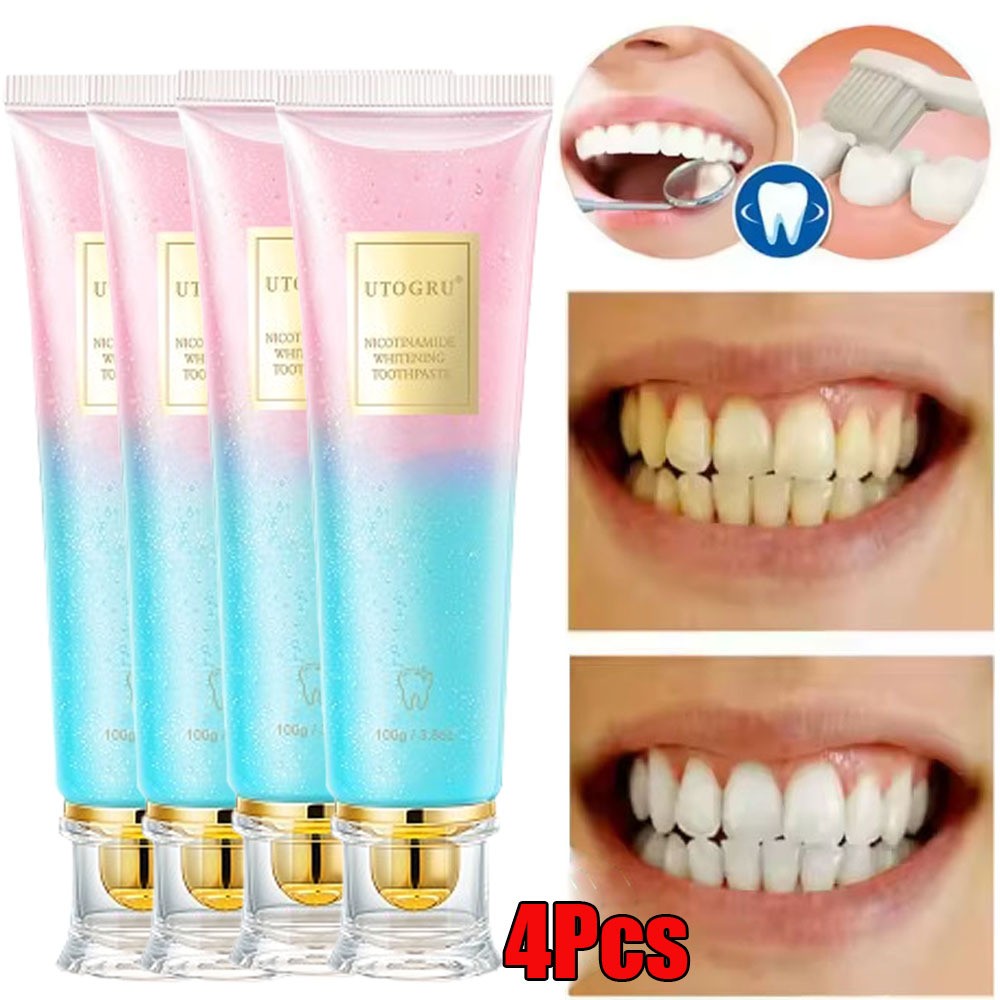 4Pcs Niacinamide Intensive Whitening Toothpaste Fresh Breath Teeth Cleaning 100g
