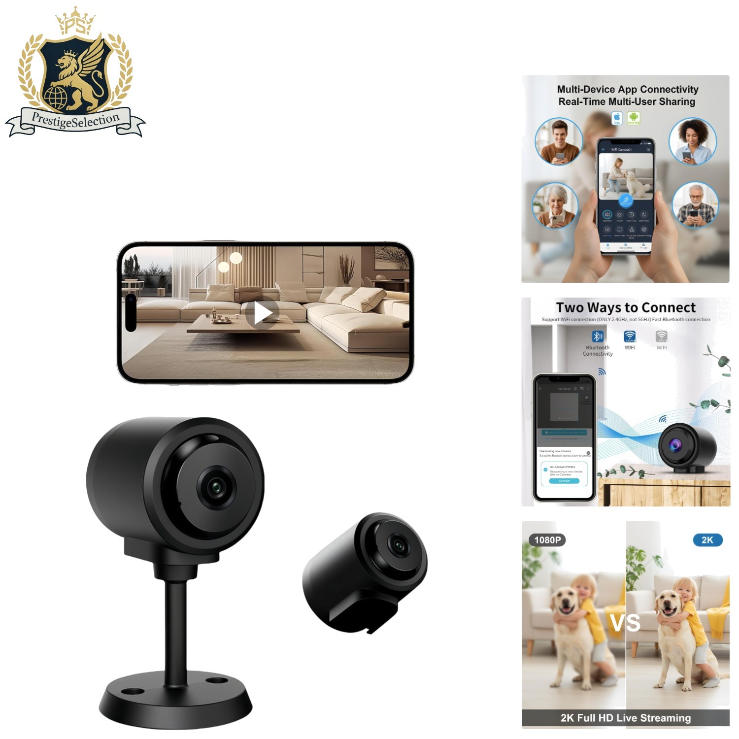 Versatile Wireless Surveillance: 2K Camera with Night Vision & Cloud Recording