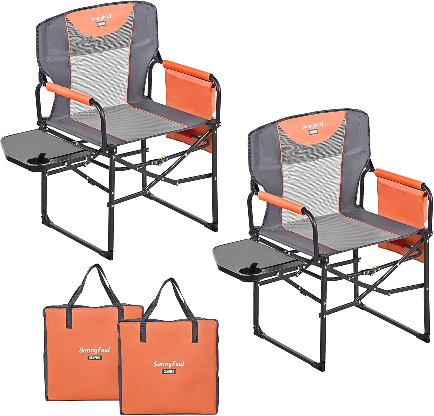 Camping Directors Chair, Heavy Duty,Oversized Portable Folding Chair with Side