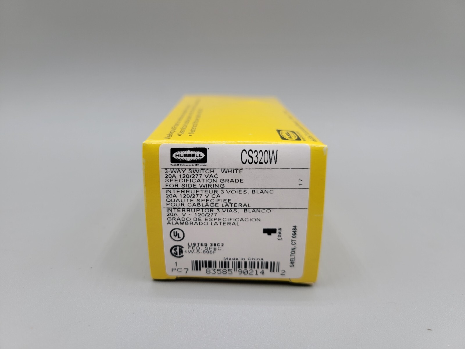 NEW Hubbell CS320W White 3 Way Toggle Switch 20 Amp 120/277 VAC Spec Grade