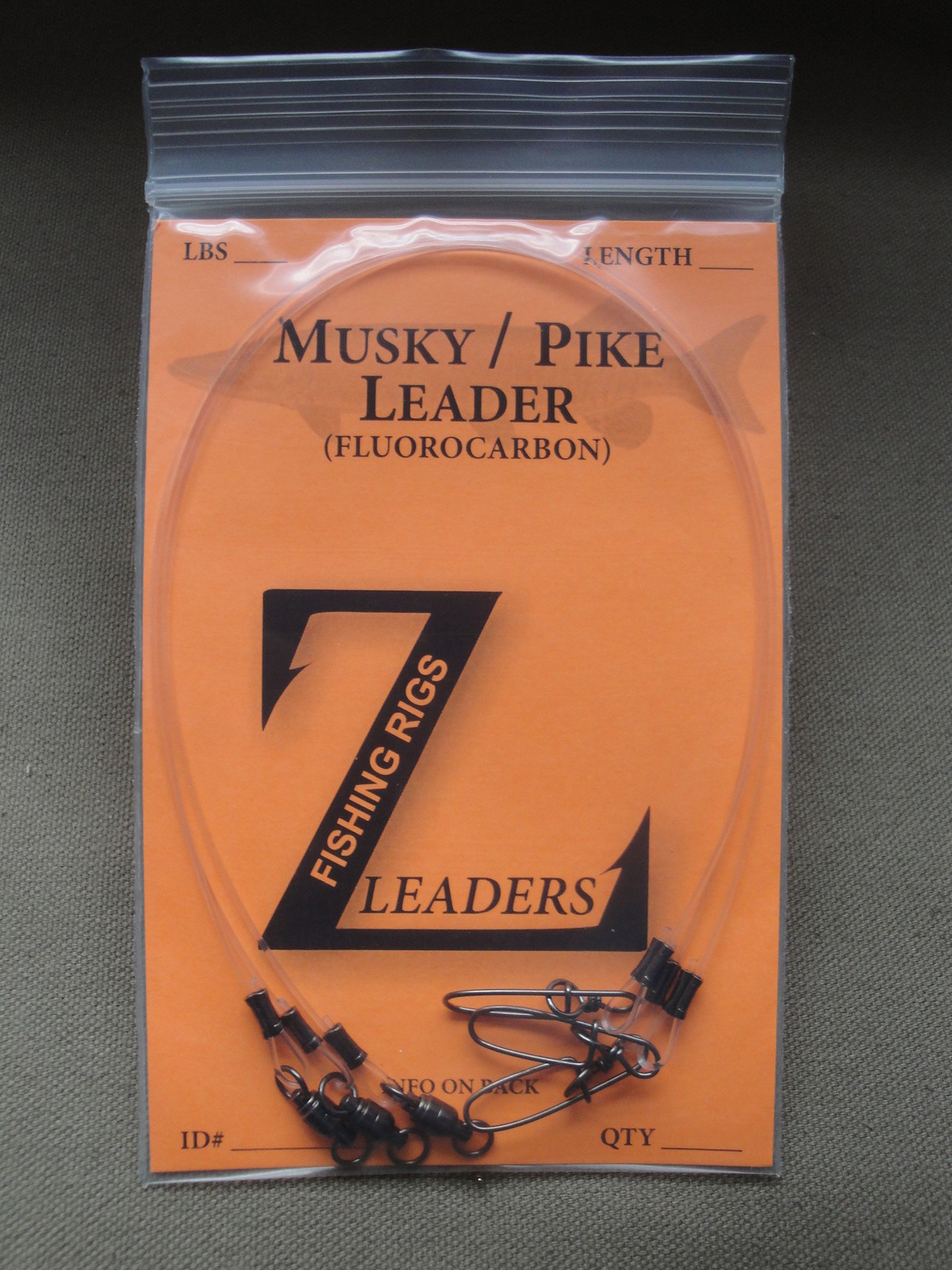 (3-Pack) MUSKY / PIKE FLUOROCARBON LEADERS (BEARING SWIVEL) MUSKIE LEADER LURE