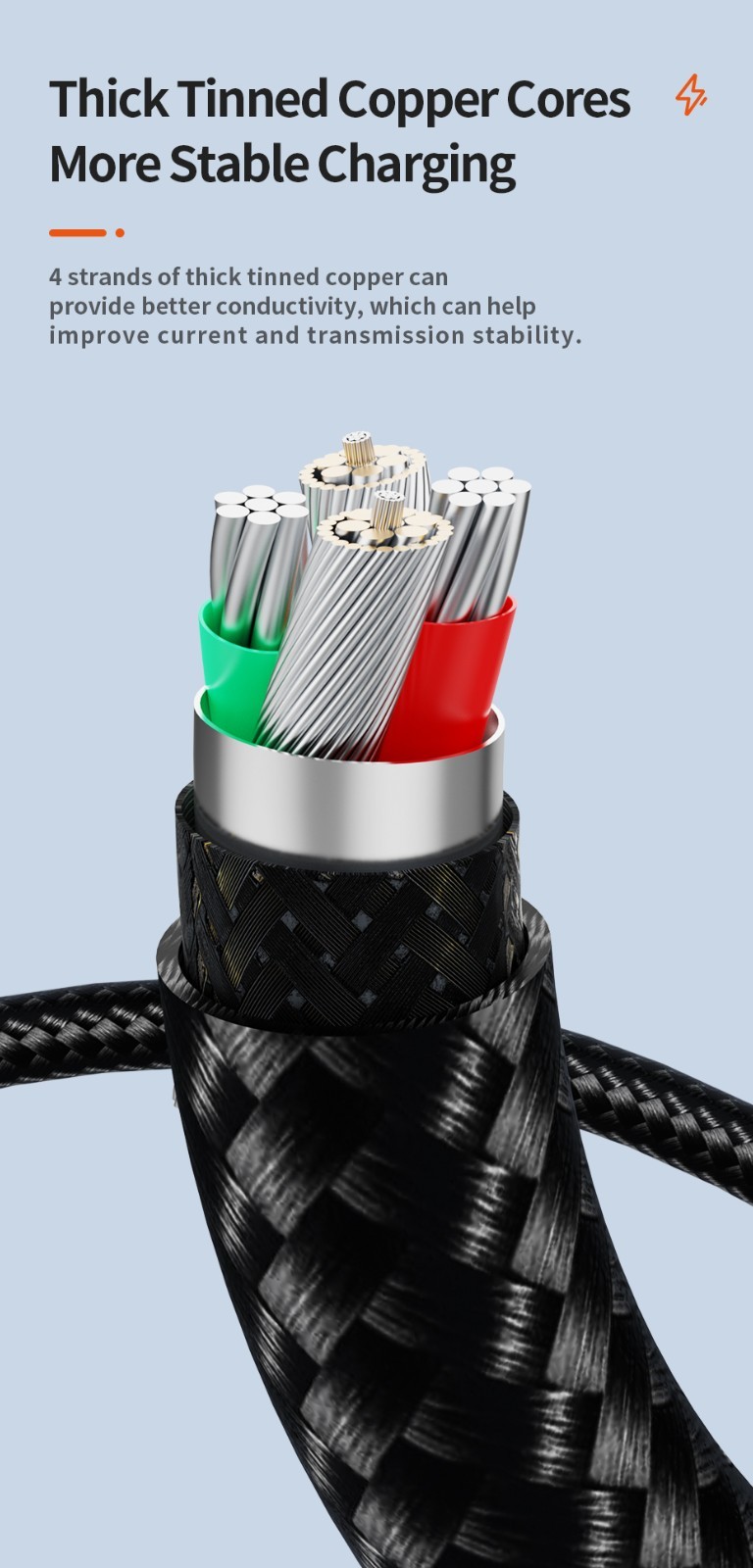 TRON USB A-C Digital Display Braided Charging Cable 6A | 5FT