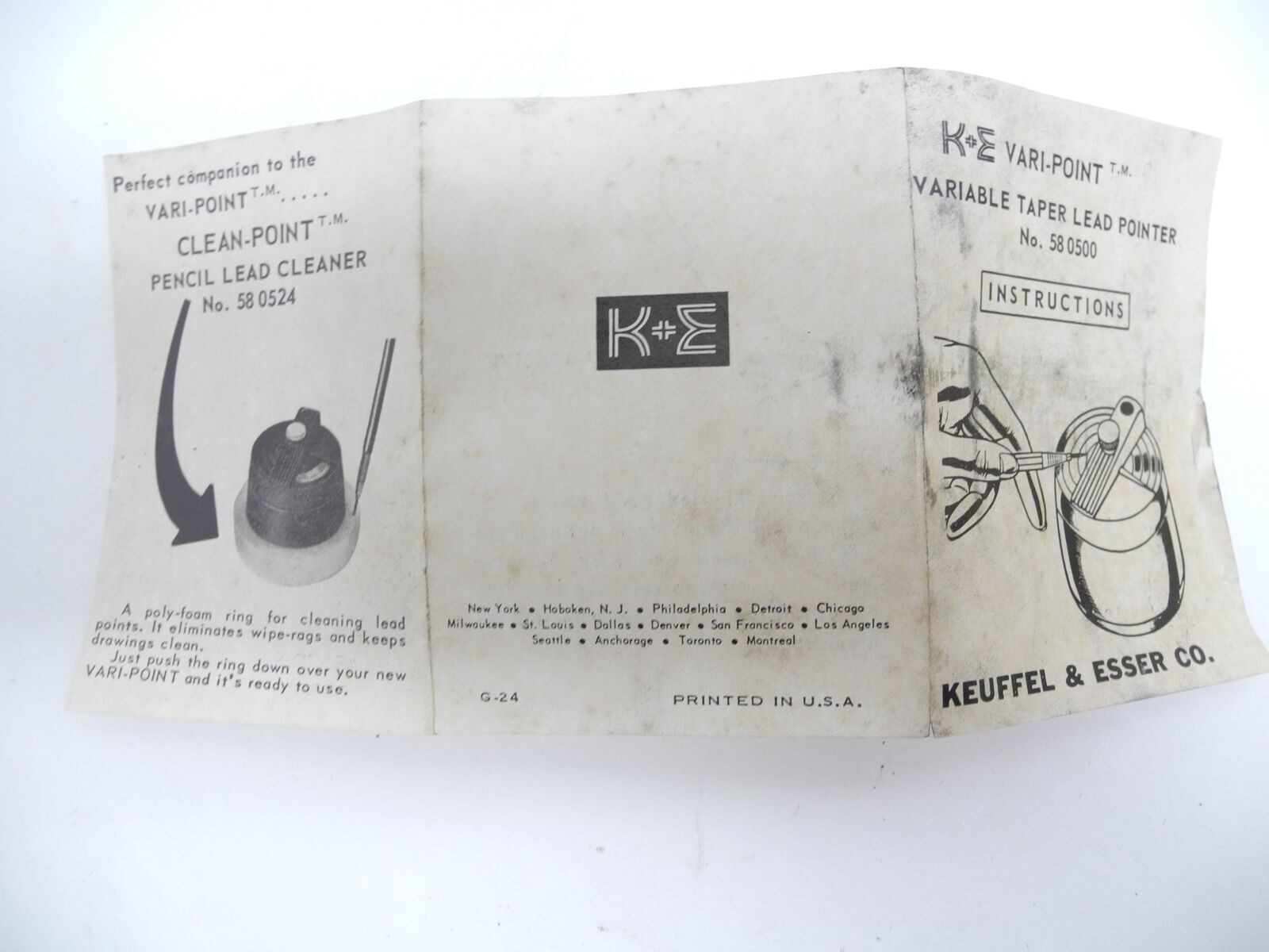 Keuffel & Esser K & E Vari-Point Lead Pointer Drafting Lead Sharpener with Box